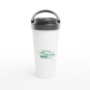 Mug de voyage blanc villes des États-Unis Mug de voyage blanc villes des États-Unis, photo 2