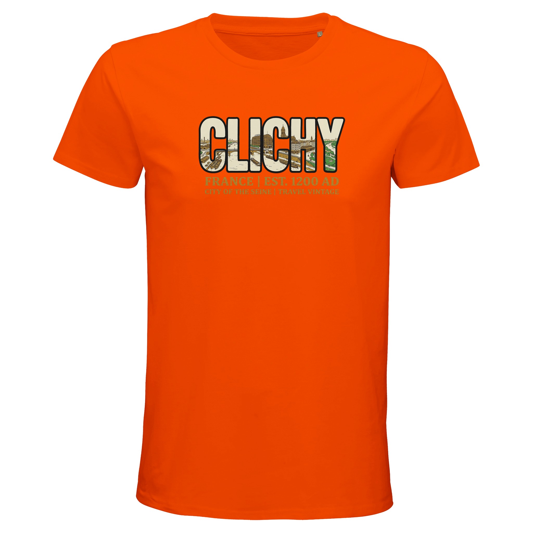 T-shirt Clichy homme bio ajusté ville vintage T-shirt Clichy homme bio ajusté ville vintage