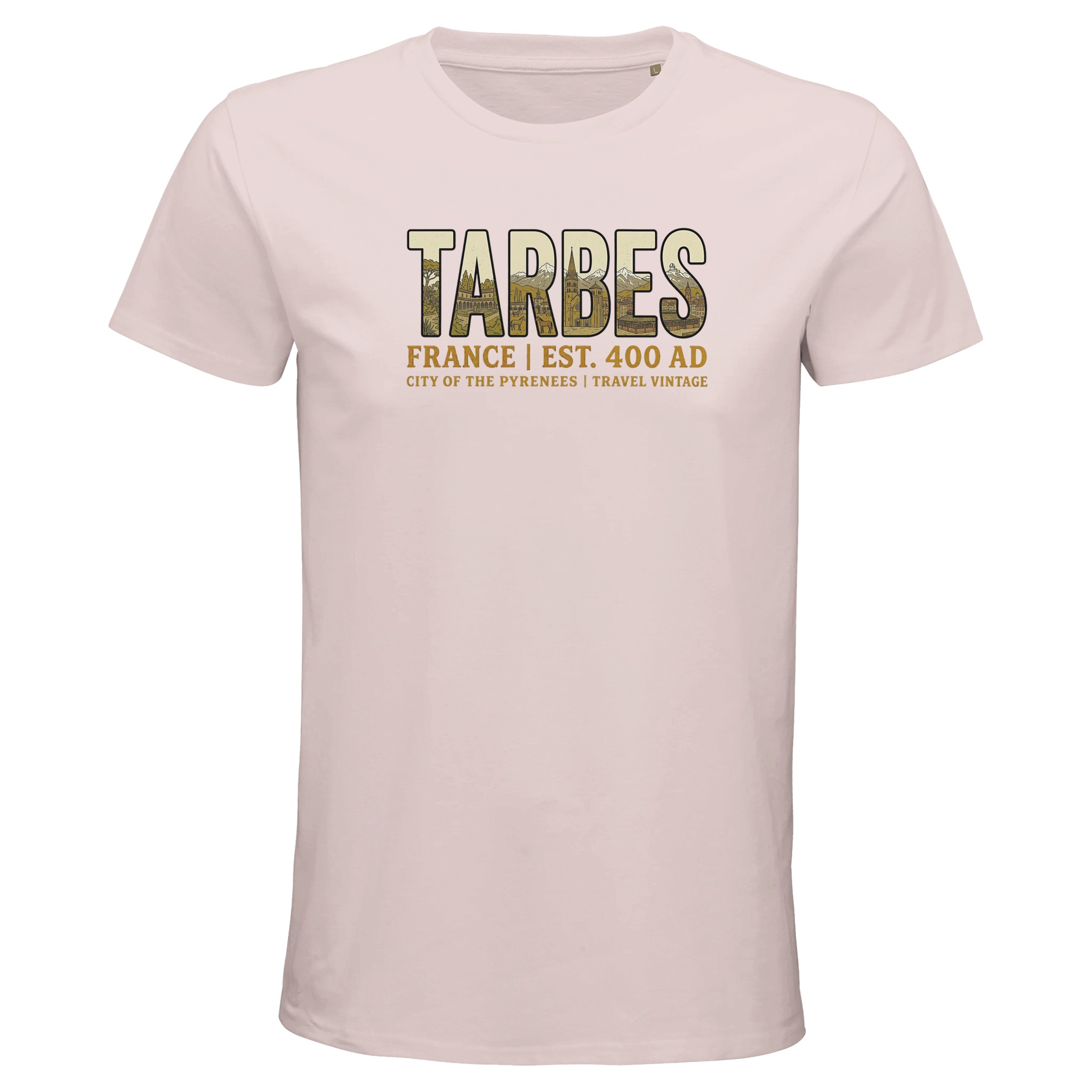 T-shirt Tarbes homme bio ajusté pyrénées vintage T-shirt Tarbes homme bio ajusté pyrénées vintage