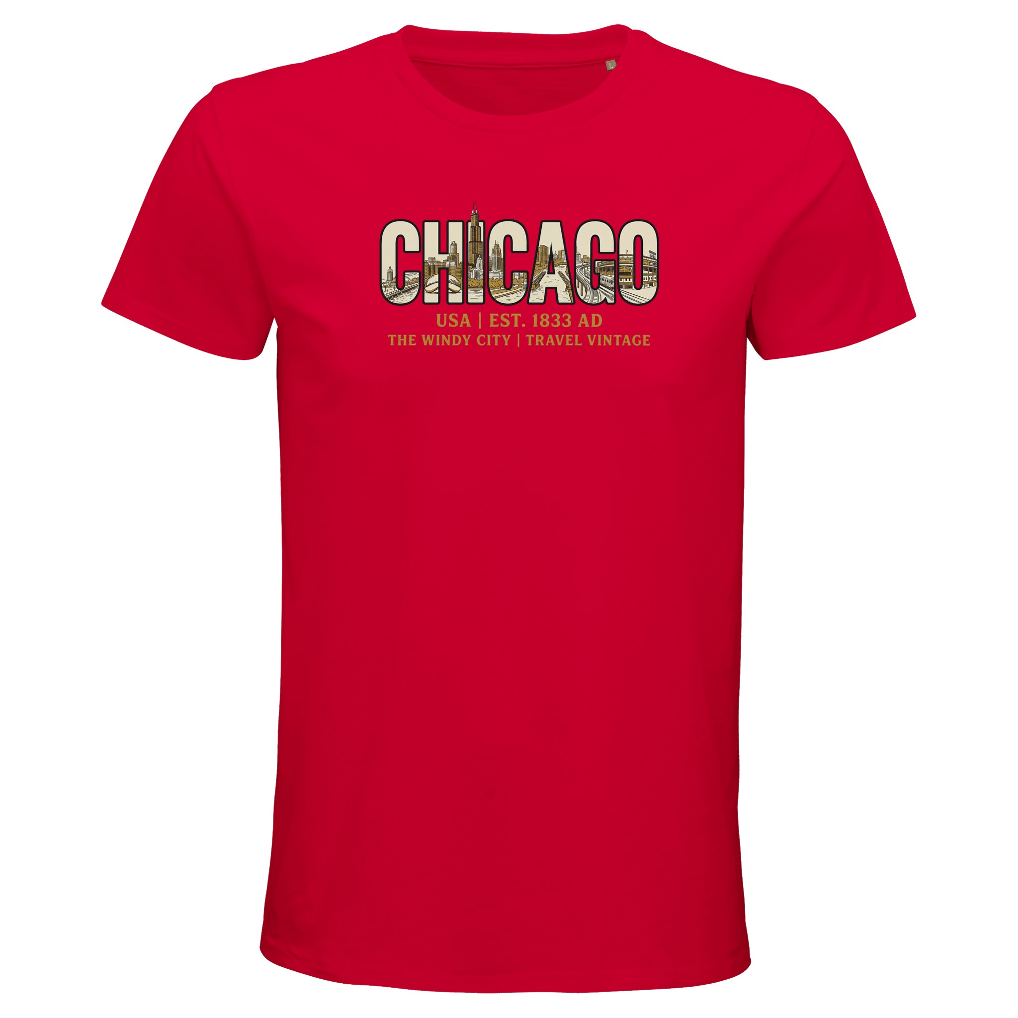 T-shirt Chicago homme bio ajusté T-shirt Chicago homme bio ajusté, coloris Rouge