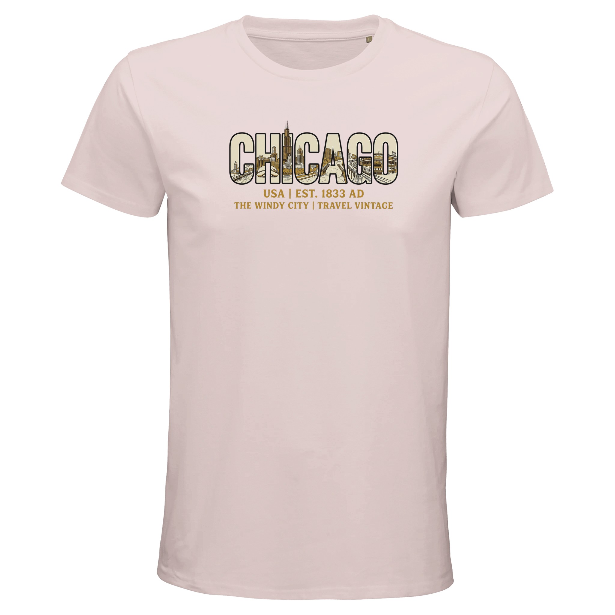 T-shirt Chicago homme bio ajusté T-shirt Chicago homme bio ajusté, coloris Pale Pink