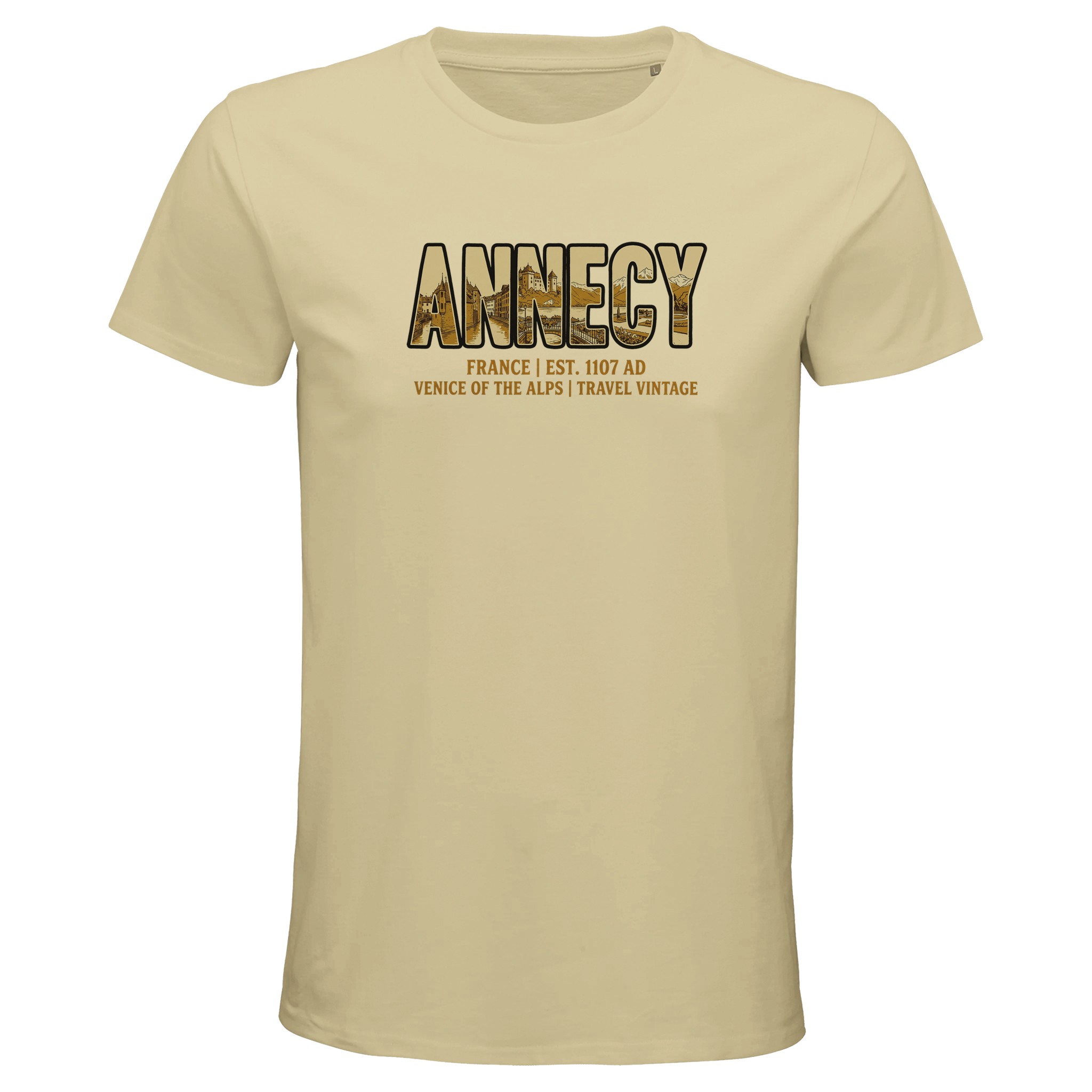 T-shirt Annecy homme bio ajusté ville des Alpes T-shirt Annecy homme bio ajusté ville des Alpes