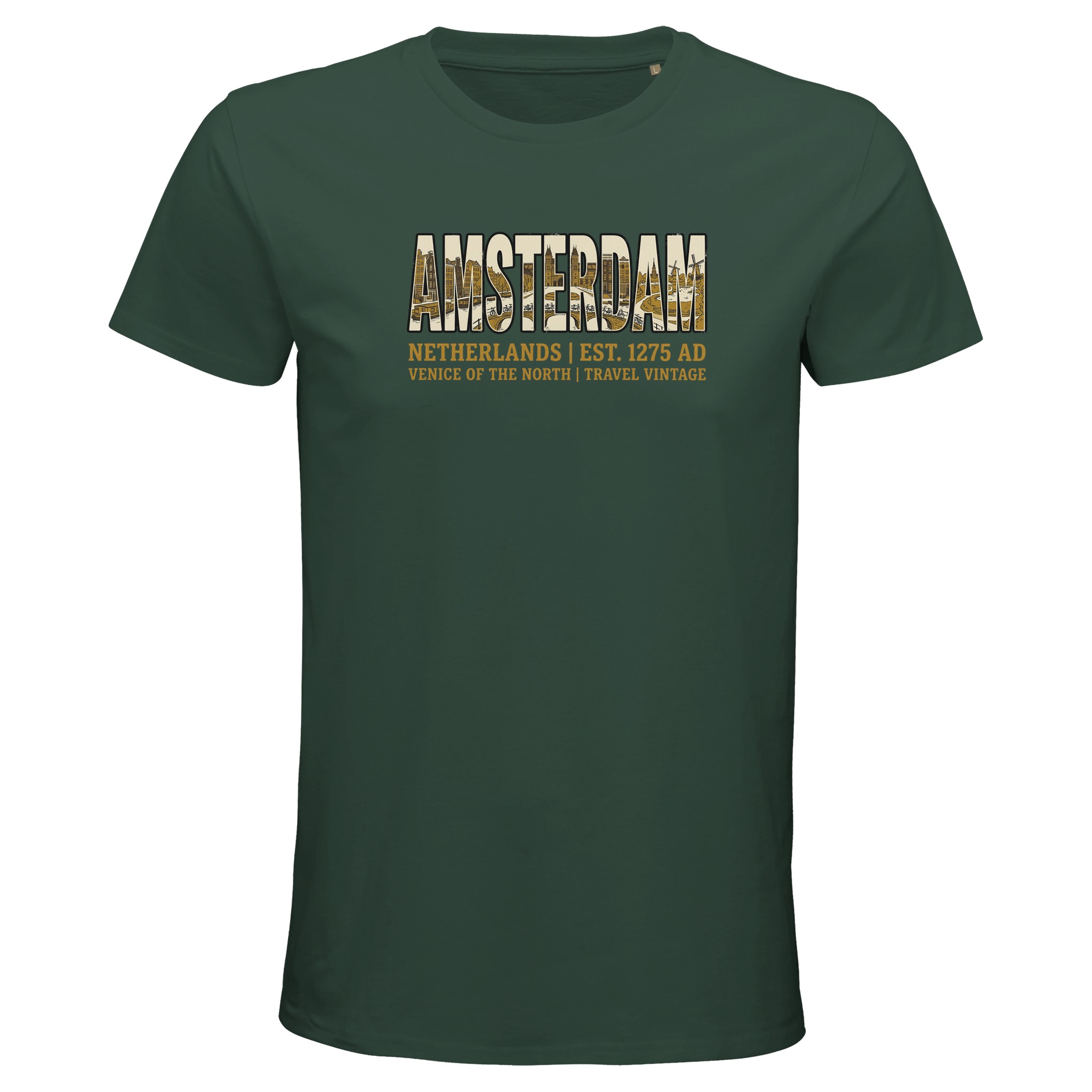 T-shirt Amsterdam homme bio ajusté T-shirt Amsterdam homme bio ajusté, coloris Vert bouteille