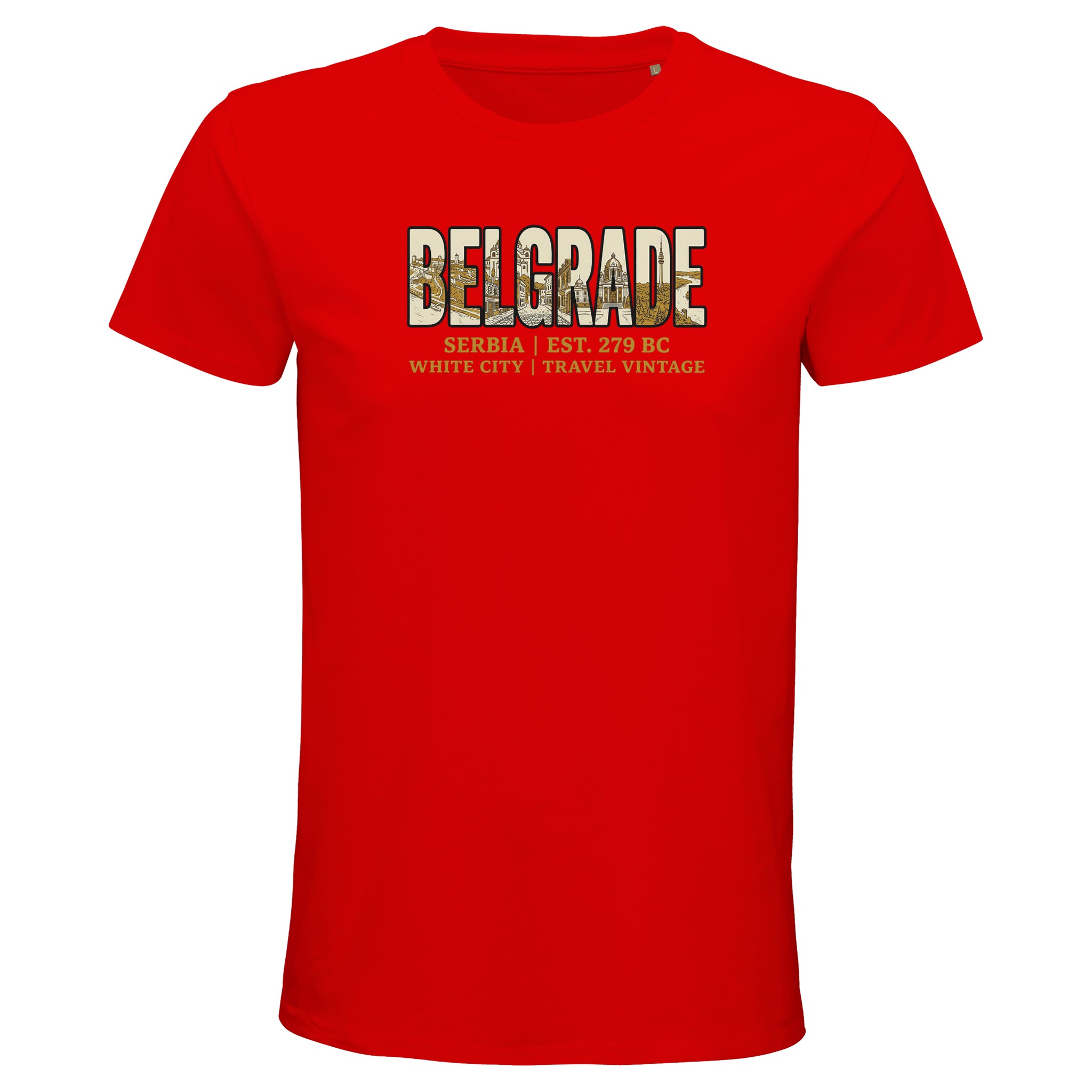 T-shirt Belgrade homme bio ajusté blanc T-shirt Belgrade homme bio ajusté blanc, coloris Bright Red
