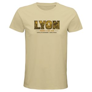 T-shirt Lyon homme bio ajusté ville et gastronomie, coloris Natural