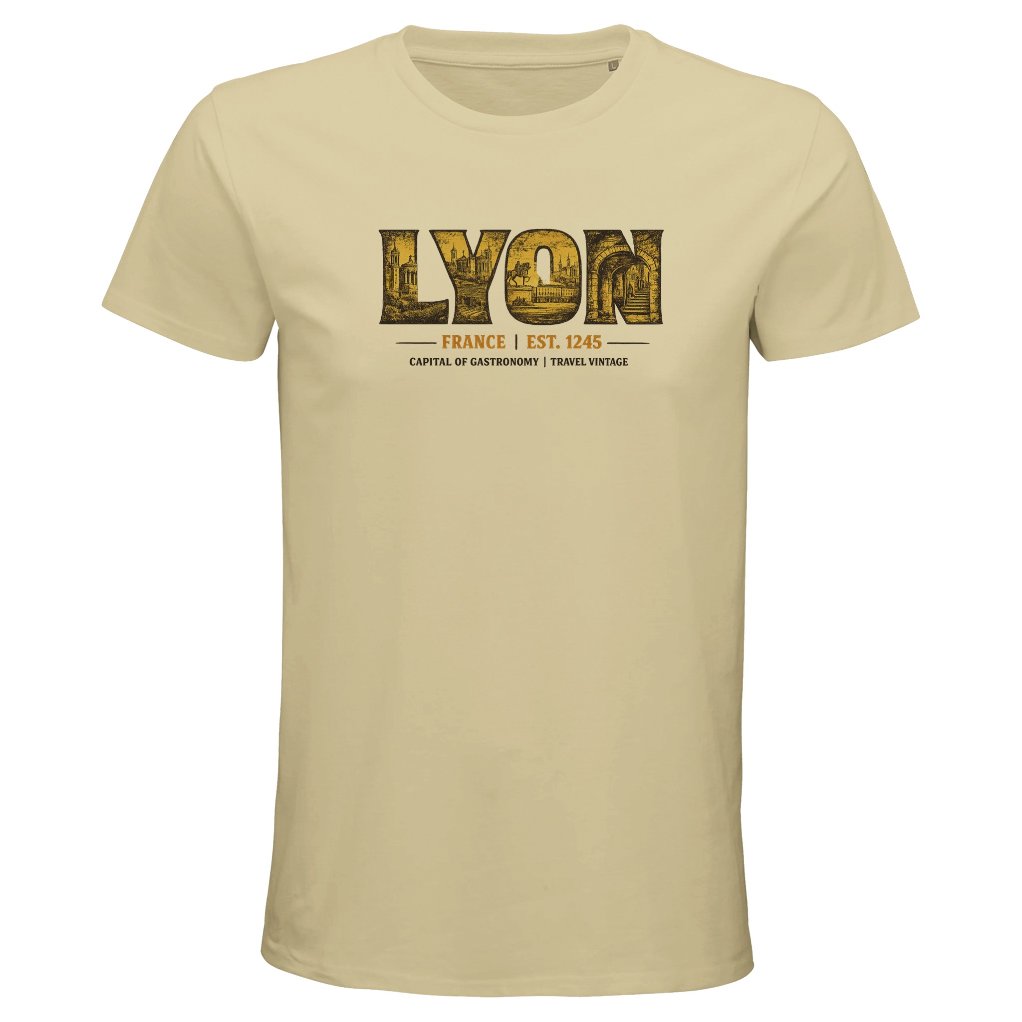 T-shirt Lyon homme bio ajusté ville et gastronomie T-shirt Lyon homme bio ajusté ville et gastronomie