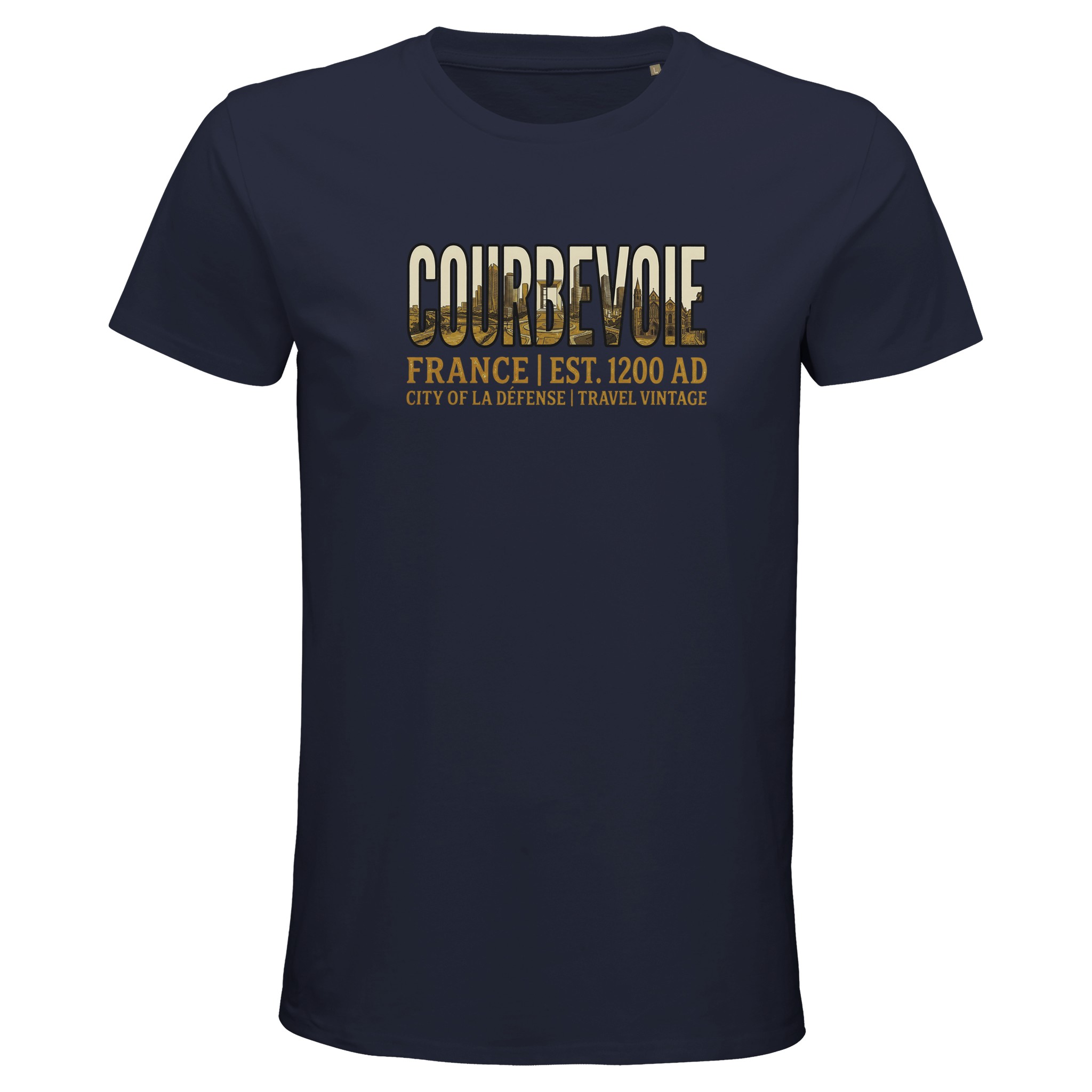 T-shirt Courbevoie homme bio ajusté ville française T-shirt Courbevoie homme bio ajusté ville française