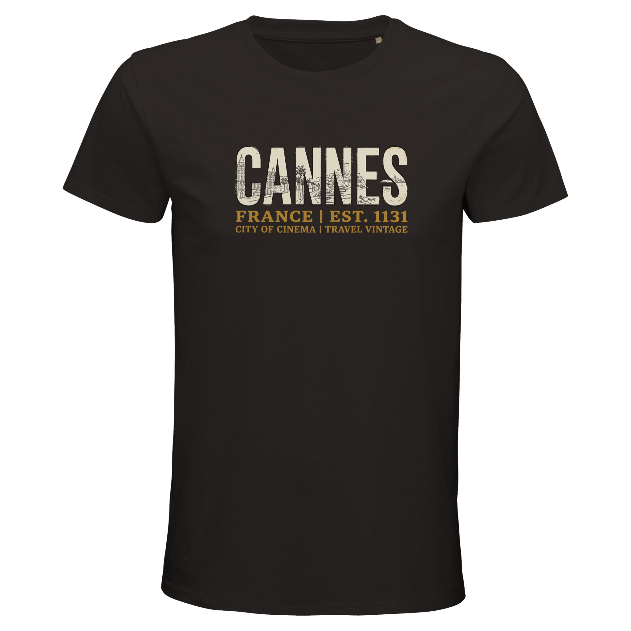 T-shirt Cannes homme bio ajusté ville Côte dAzur T-shirt Cannes homme bio ajusté ville Côte dAzur