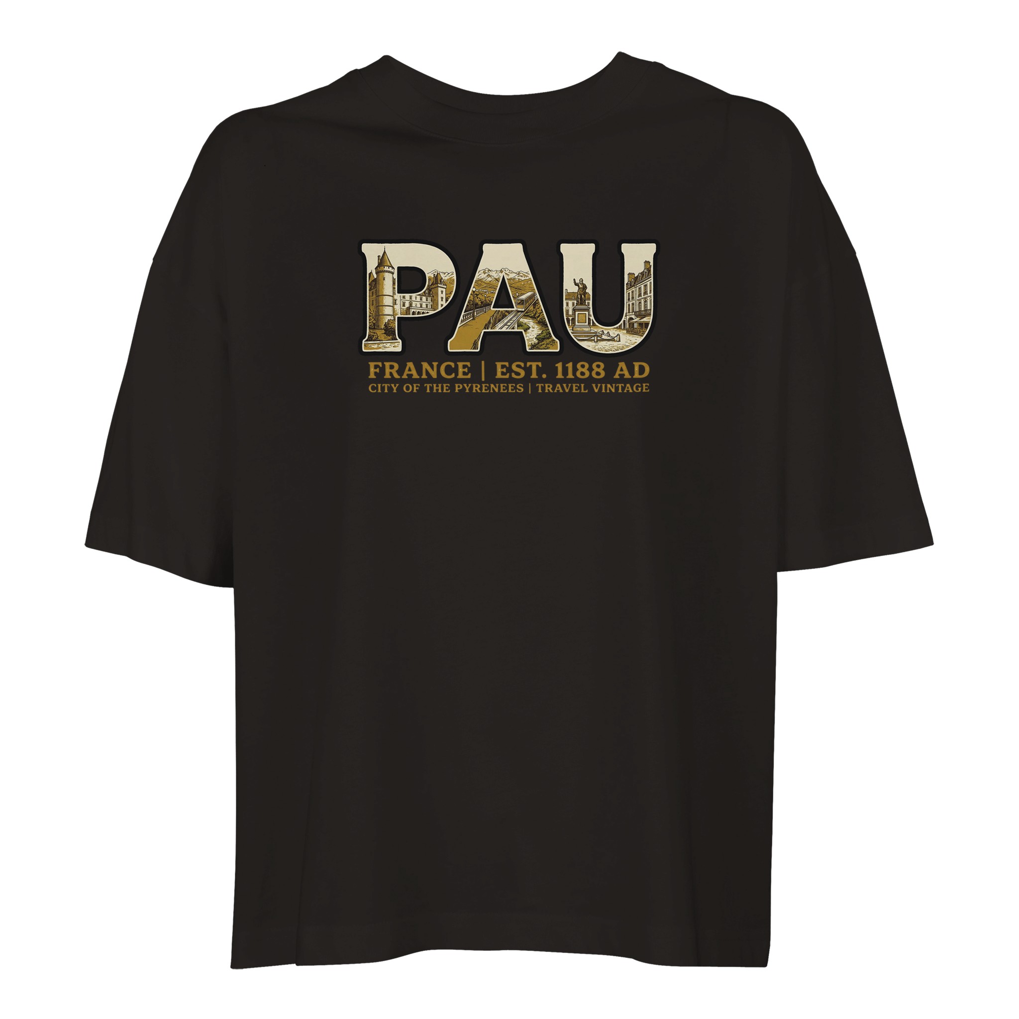 T-shirt Pau femme ample coton bio ville vintage T-shirt Pau femme ample coton bio ville vintage