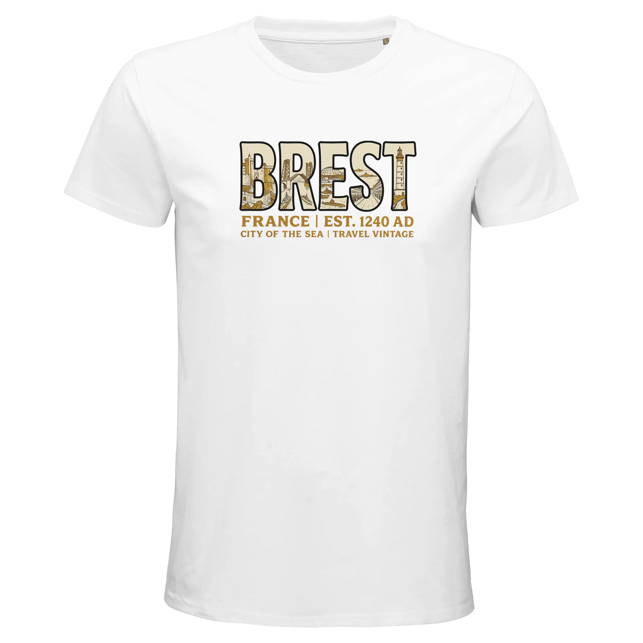 T-shirt Brest homme bio ajusté ville maritime T-shirt Brest homme bio ajusté ville maritime