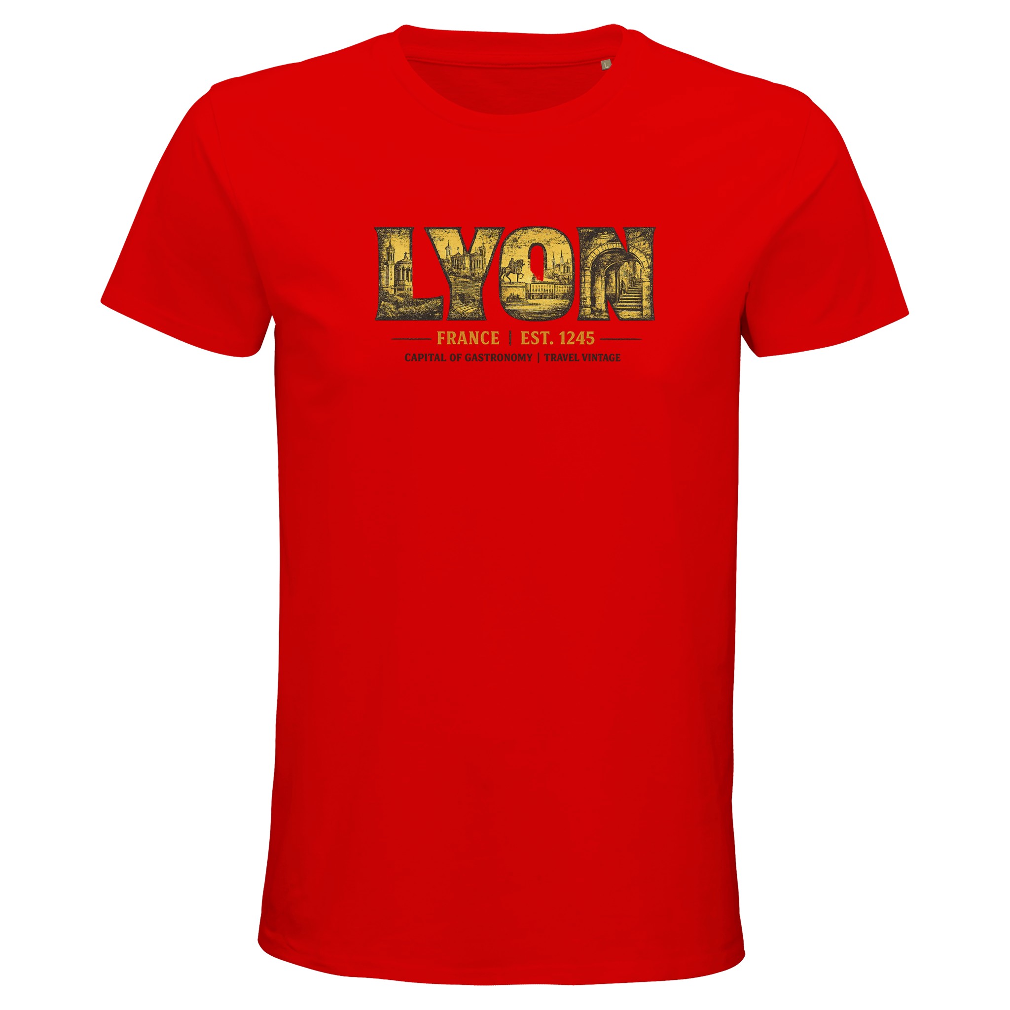 T-shirt Lyon homme bio ajusté ville et gastronomie T-shirt Lyon homme bio ajusté ville et gastronomie