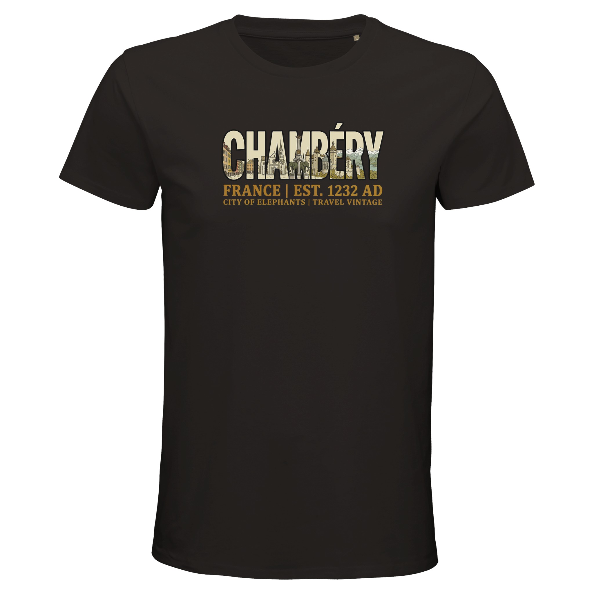 T-shirt Chambéry homme bio ajusté ville des Éléphants T-shirt Chambéry homme bio ajusté ville des Éléphants