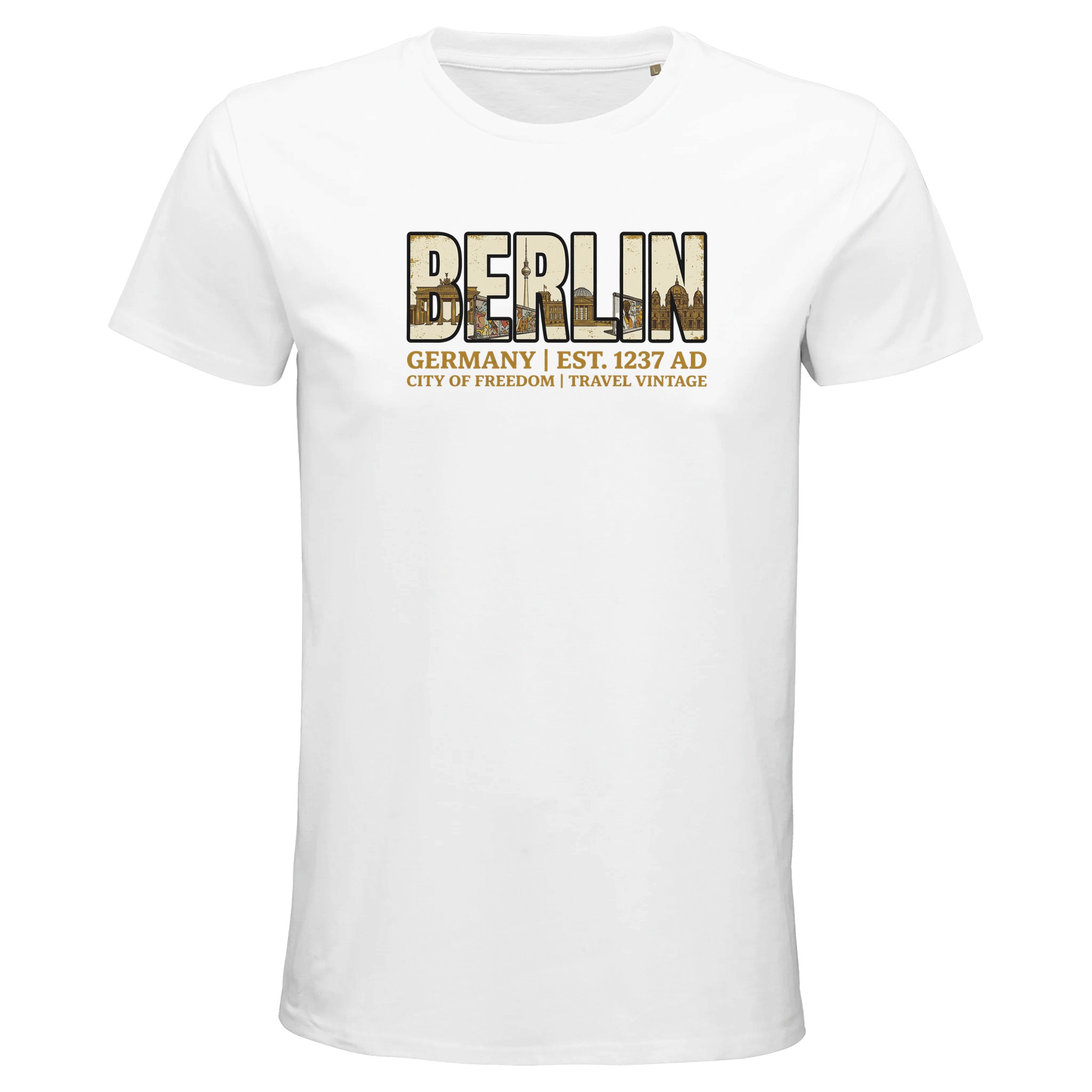 T-shirt Berlin homme bio ajusté ville de liberté T-shirt Berlin homme bio ajusté ville de liberté