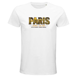 T-shirt Paris homme bio ajusté ville lumière T-shirt Paris homme bio ajusté ville lumière, coloris Blanc