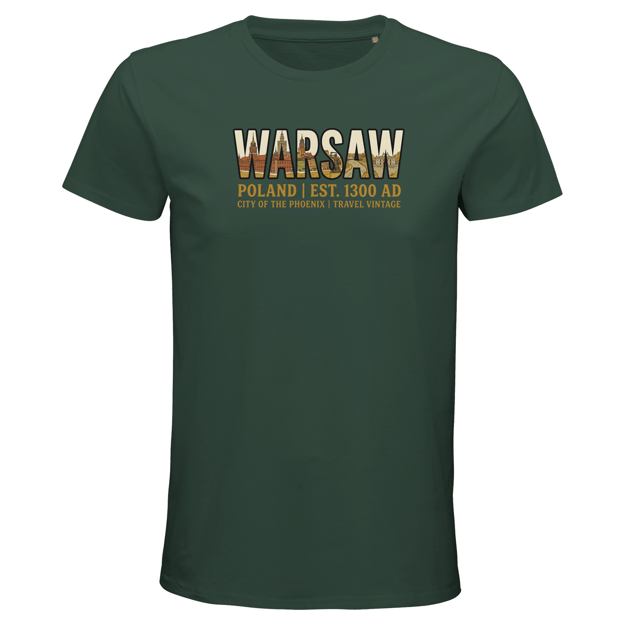 T-shirt Varsovie homme bio ajusté coton naturel T-shirt Varsovie homme bio ajusté coton naturel, coloris Vert bouteille