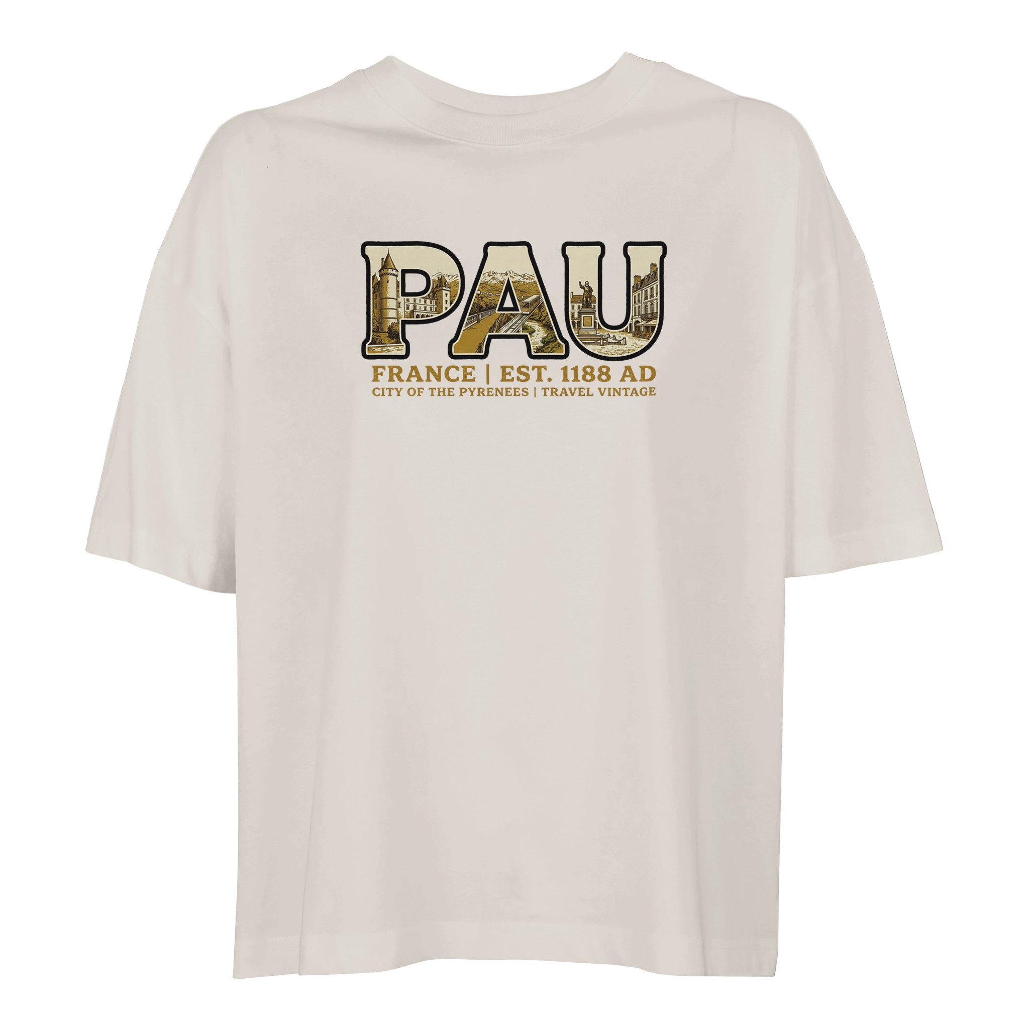 T-shirt Pau femme ample coton bio ville vintage T-shirt Pau femme ample coton bio ville vintage