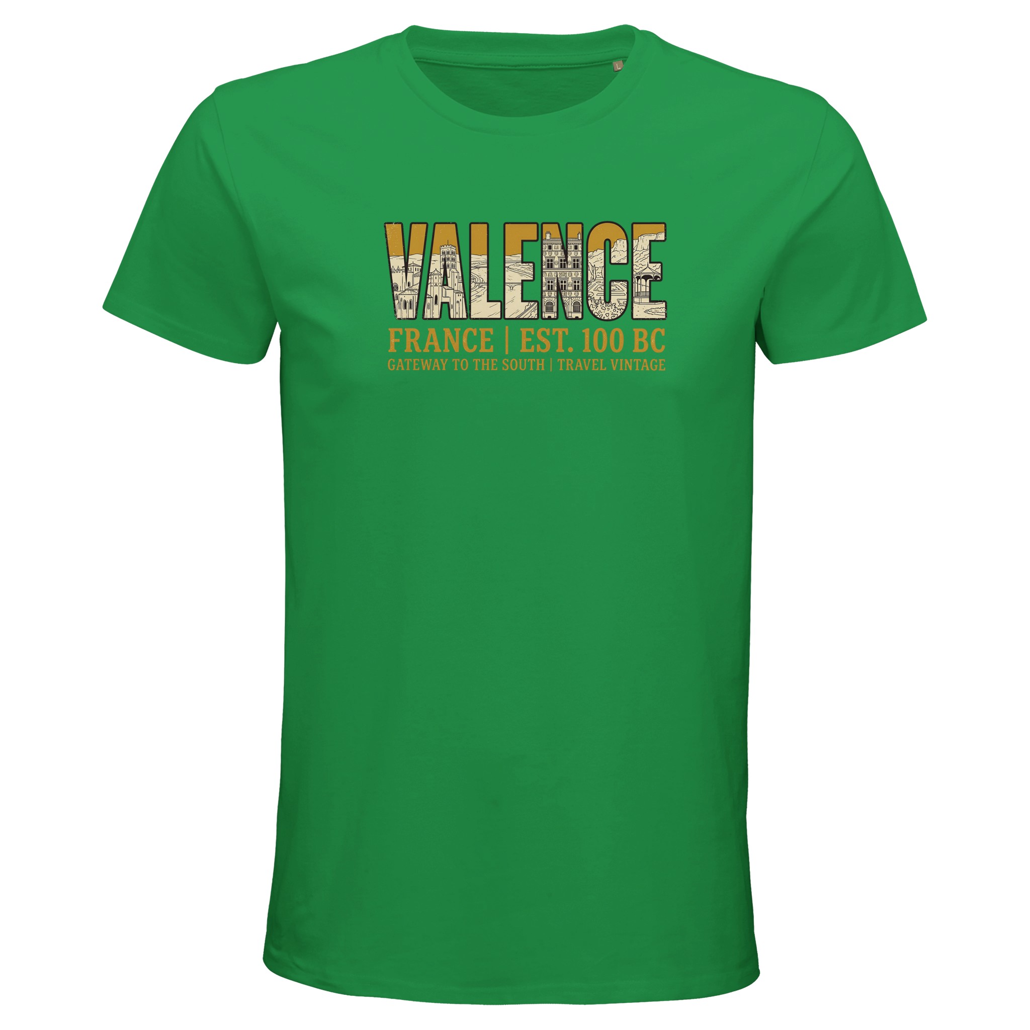 T-shirt Valence homme bio ajusté ville vintage T-shirt Valence homme bio ajusté ville vintage