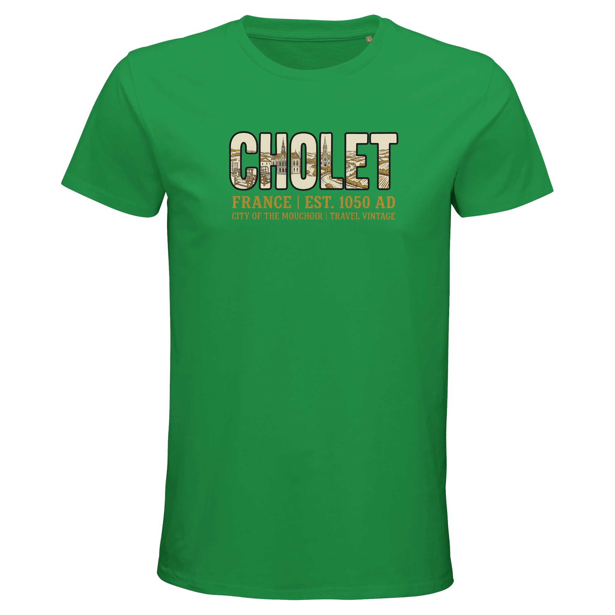 T-shirt Cholet homme bio ajusté ville vintage T-shirt Cholet homme bio ajusté ville vintage