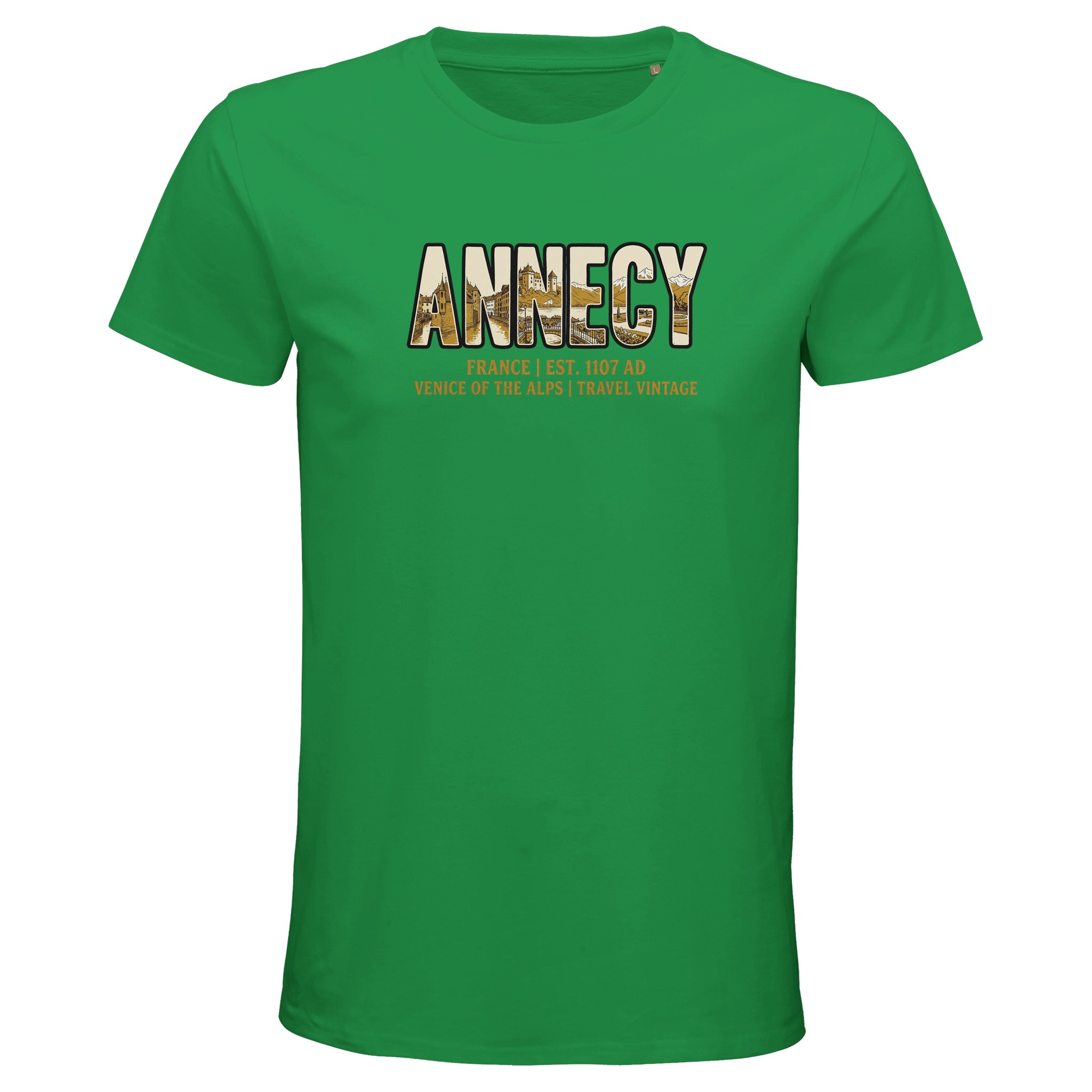 T-shirt Annecy homme bio ajusté ville des Alpes T-shirt Annecy homme bio ajusté ville des Alpes