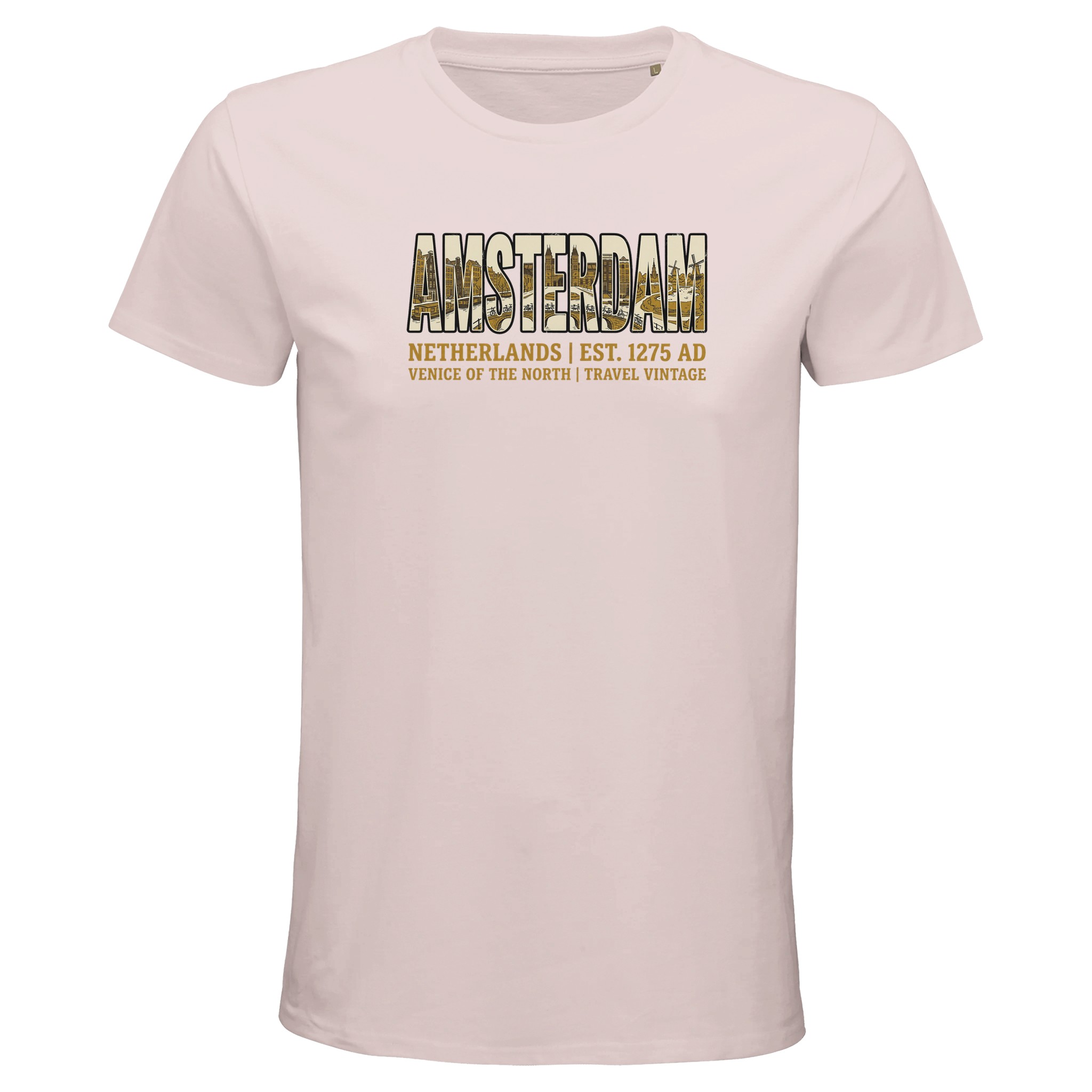 T-shirt Amsterdam homme bio ajusté T-shirt Amsterdam homme bio ajusté, coloris Pale Pink