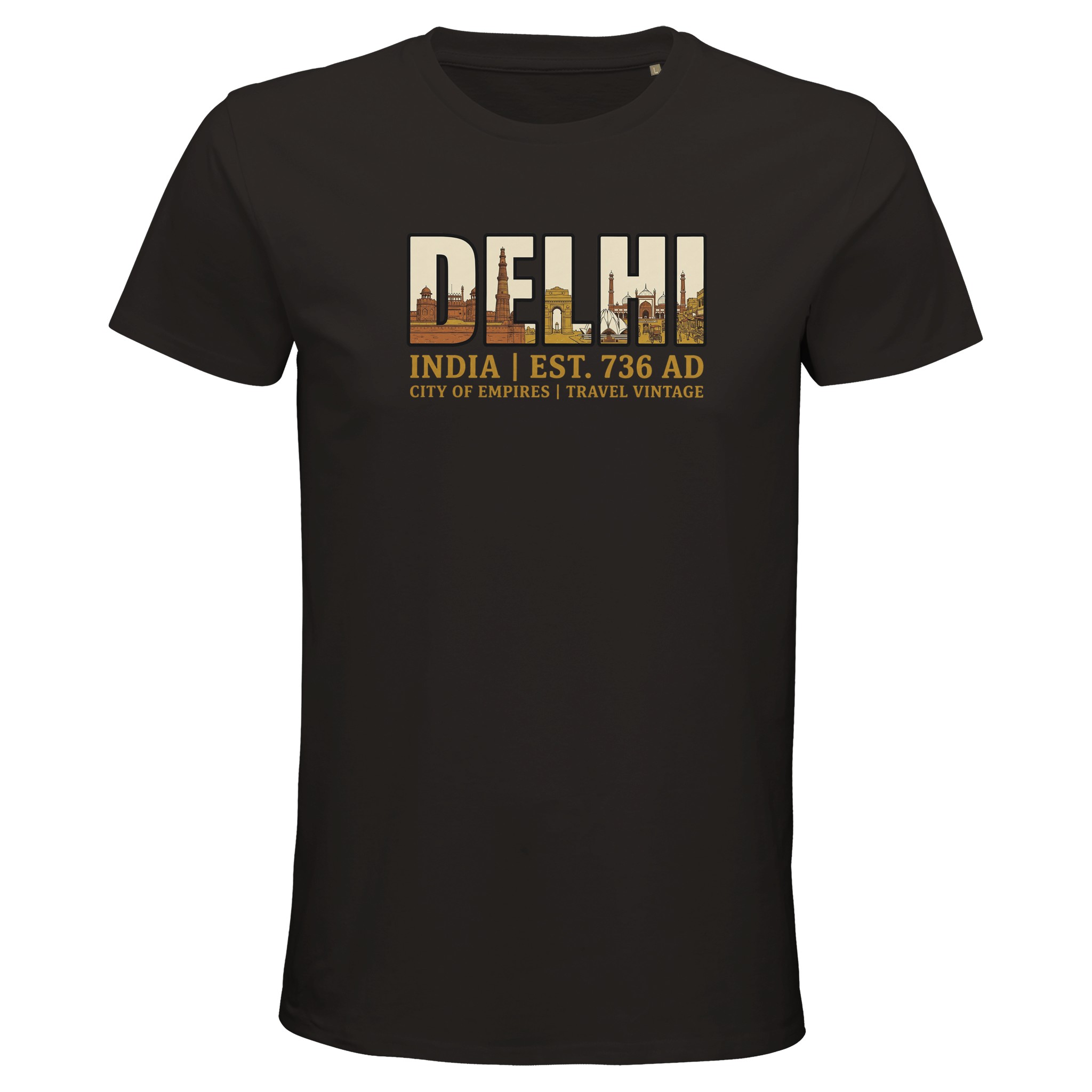 T-shirt Delhi homme bio ajusté – esprit vintage T-shirt Delhi homme bio ajusté - esprit vintage, coloris Deep Black