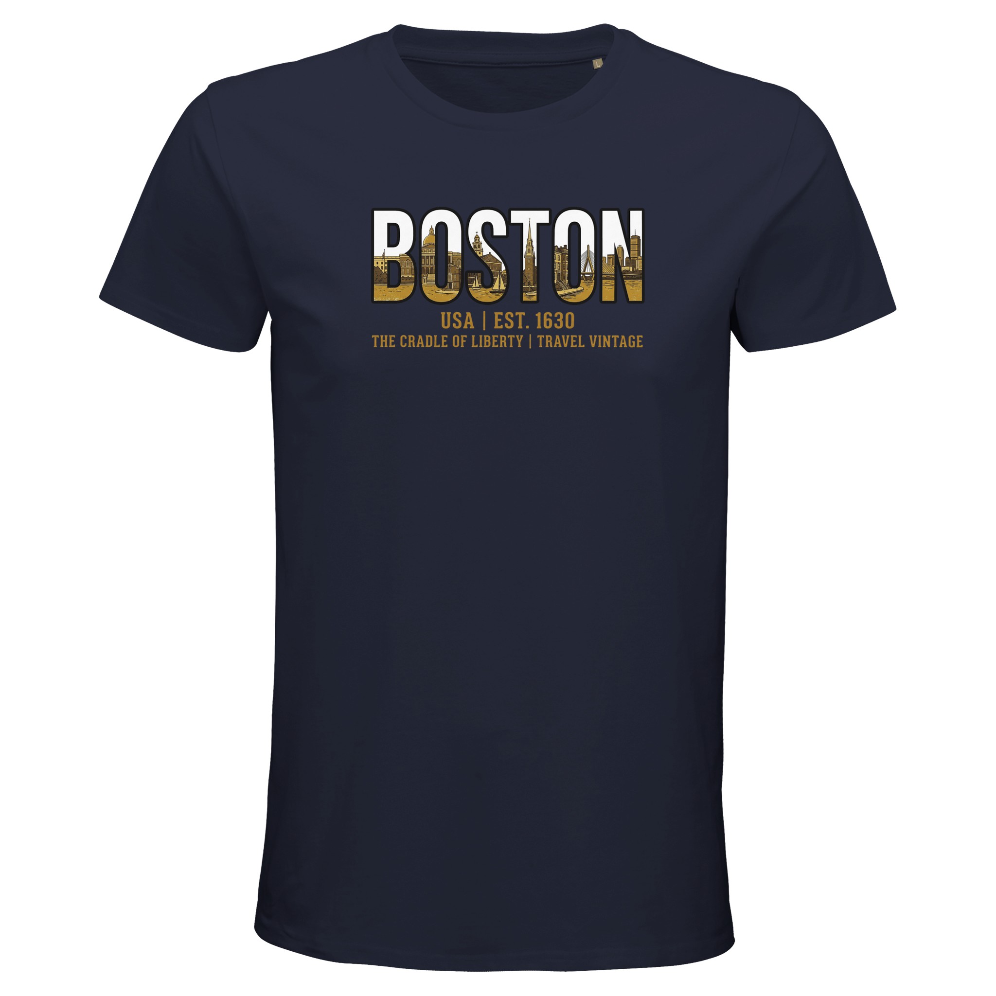 T-shirt Boston homme bio ajusté coton premium T-shirt Boston homme bio ajusté coton premium, coloris French Navy