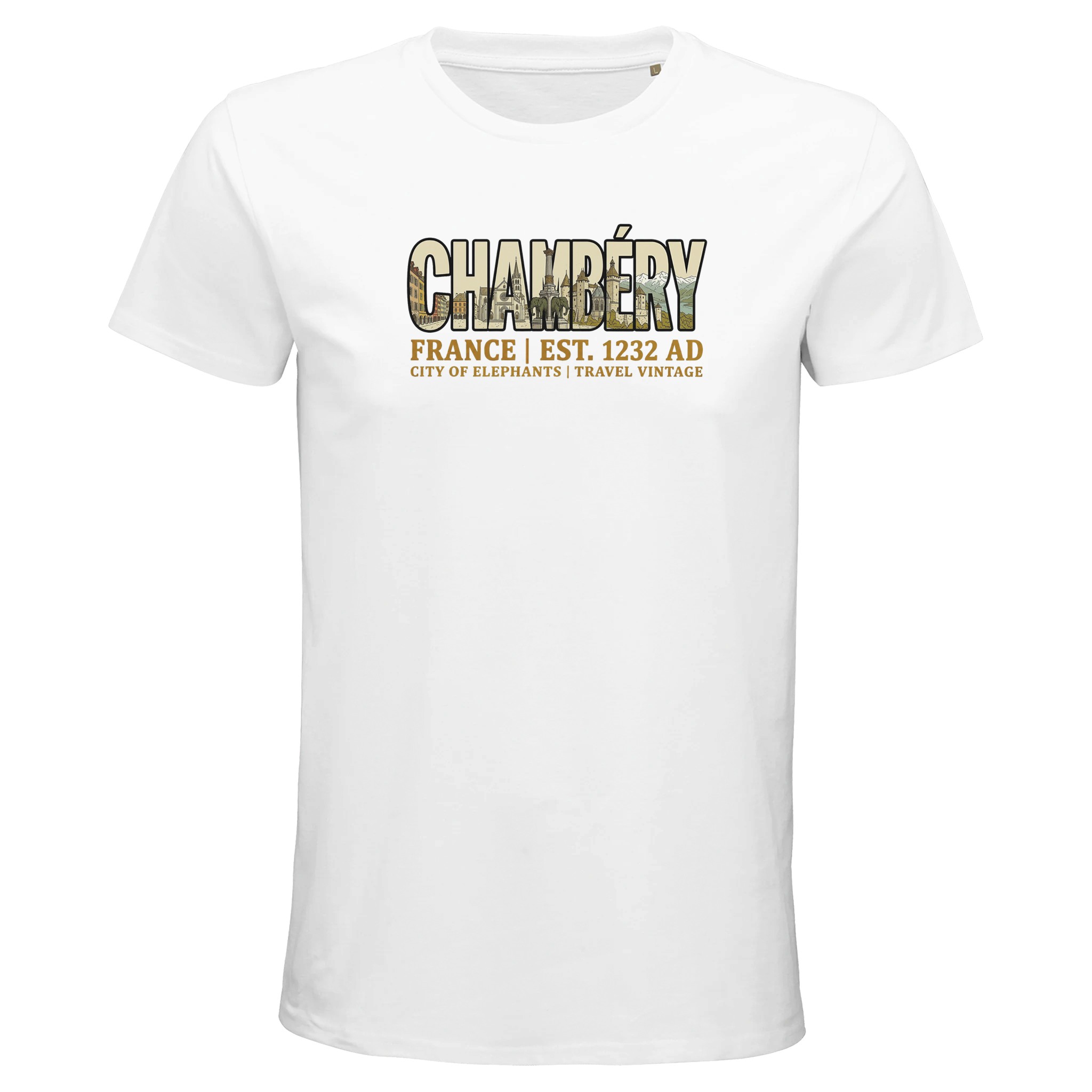 T-shirt Chambéry homme bio ajusté ville des Éléphants T-shirt Chambéry homme bio ajusté ville des Éléphants