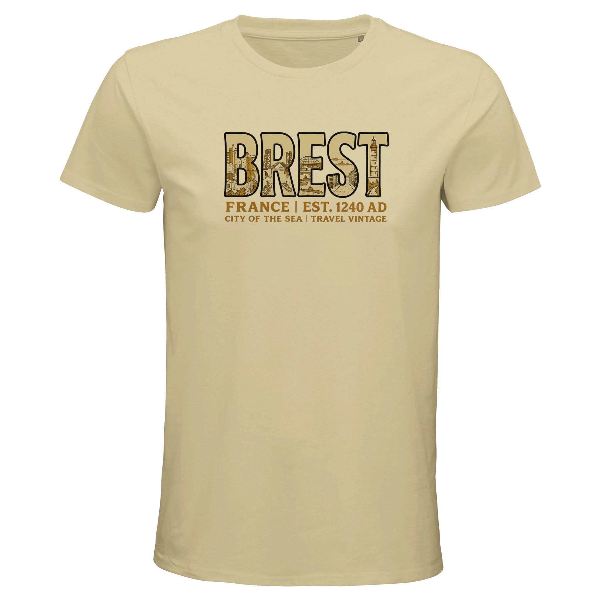 T-shirt Brest homme bio ajusté ville maritime T-shirt Brest homme bio ajusté ville maritime