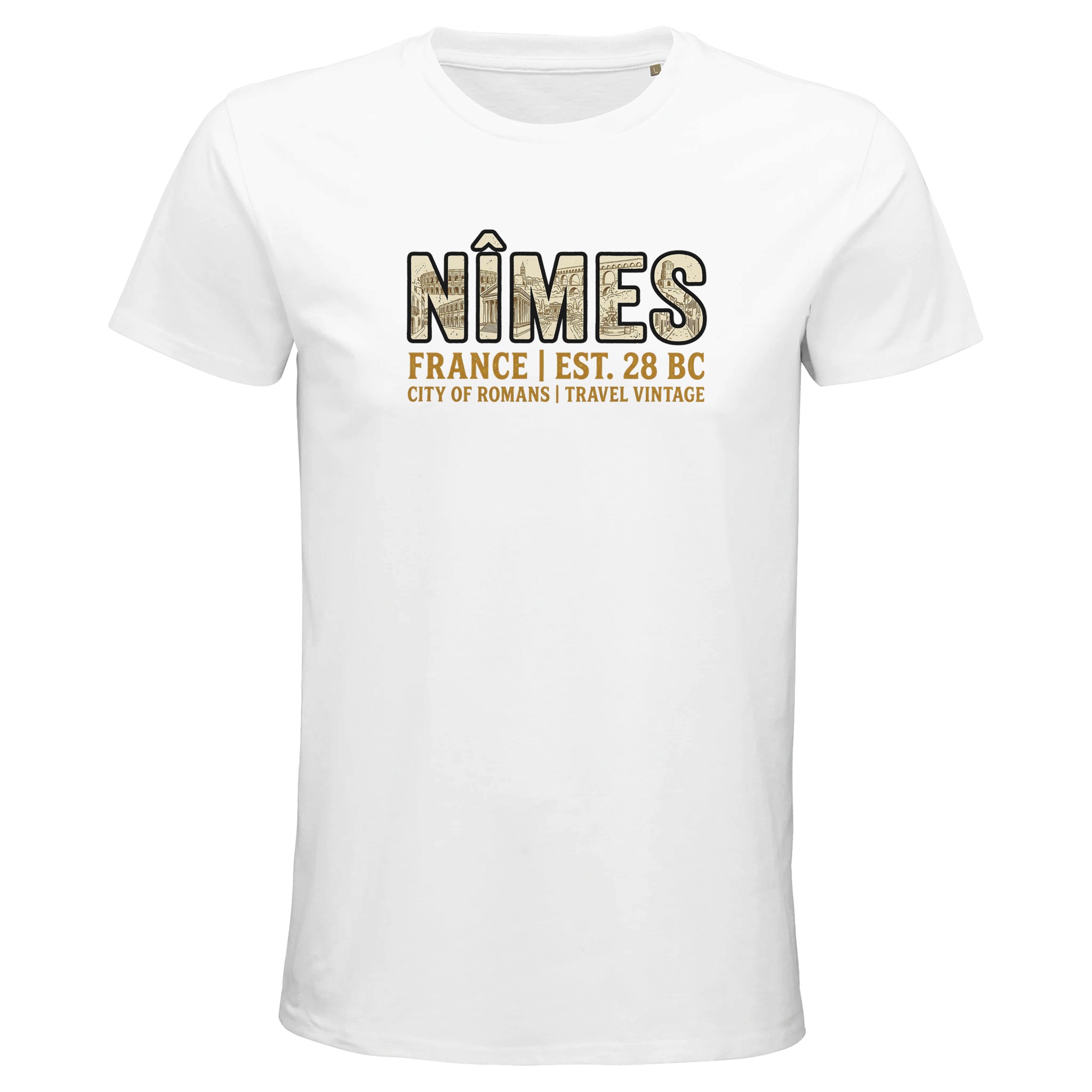 T-shirt Nîmes homme bio ajusté ville française T-shirt Nîmes homme bio ajusté ville française