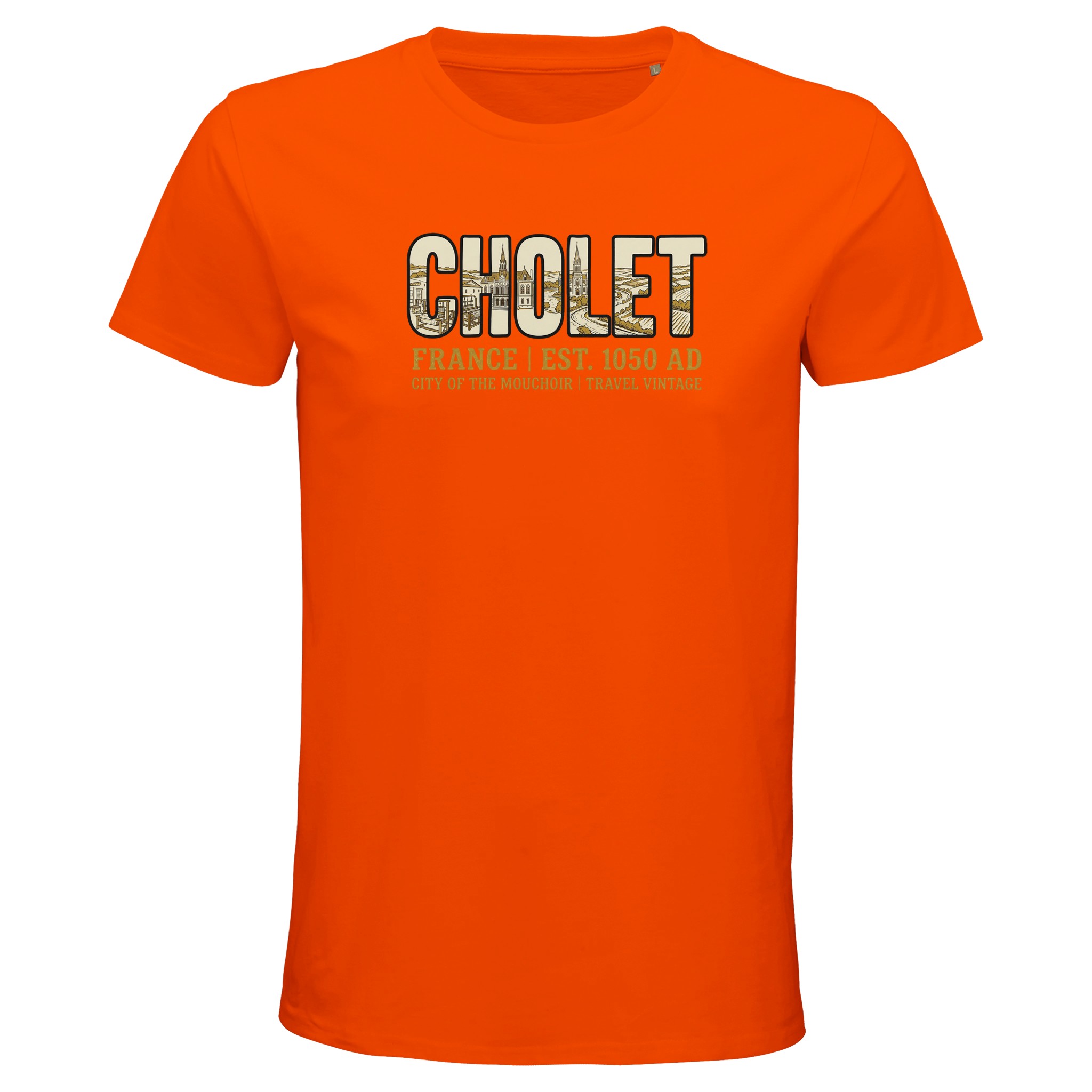 T-shirt Cholet homme bio ajusté ville vintage T-shirt Cholet homme bio ajusté ville vintage