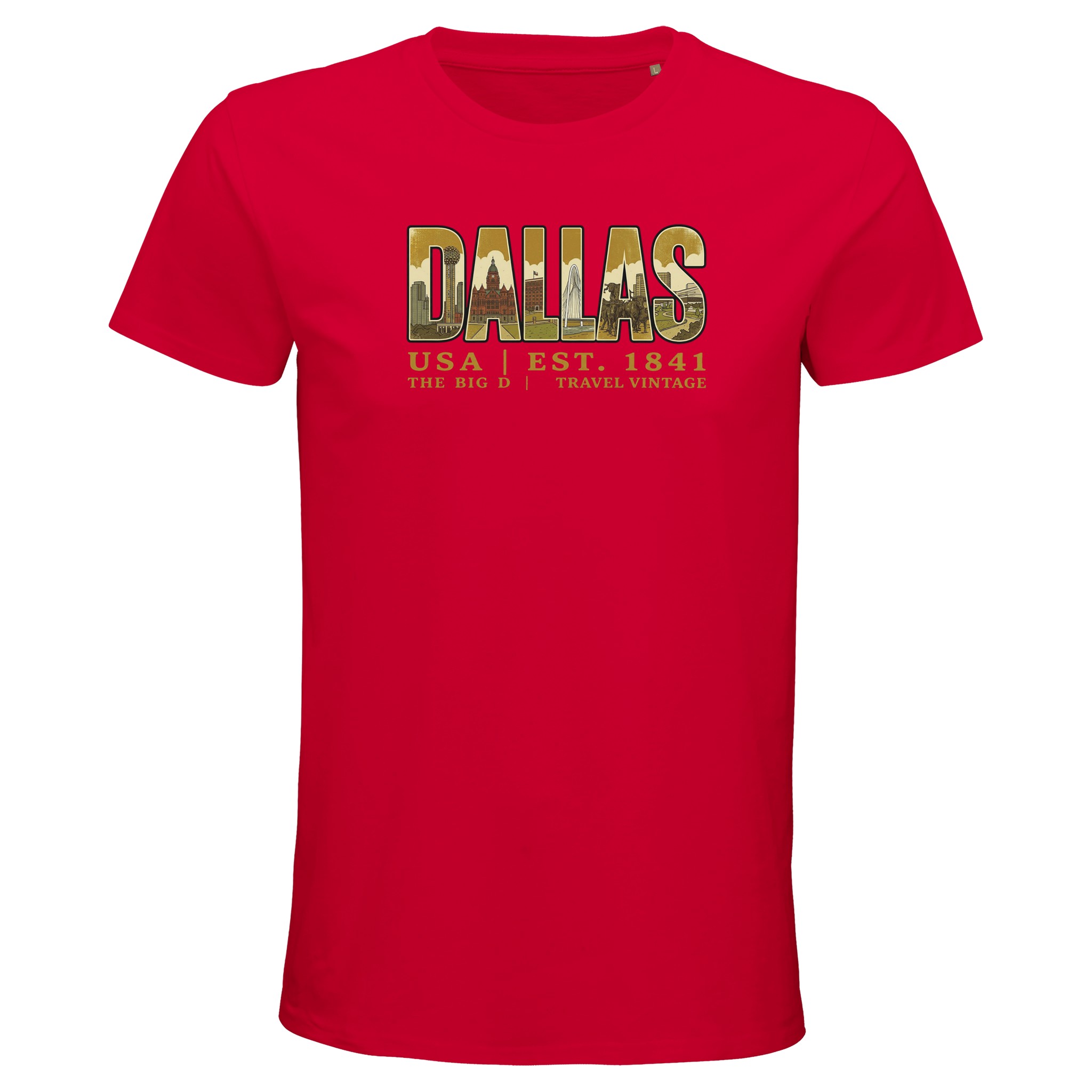 T-shirt Dallas homme bio ajusté Big D vintage T-shirt Dallas homme bio ajusté Big D vintage