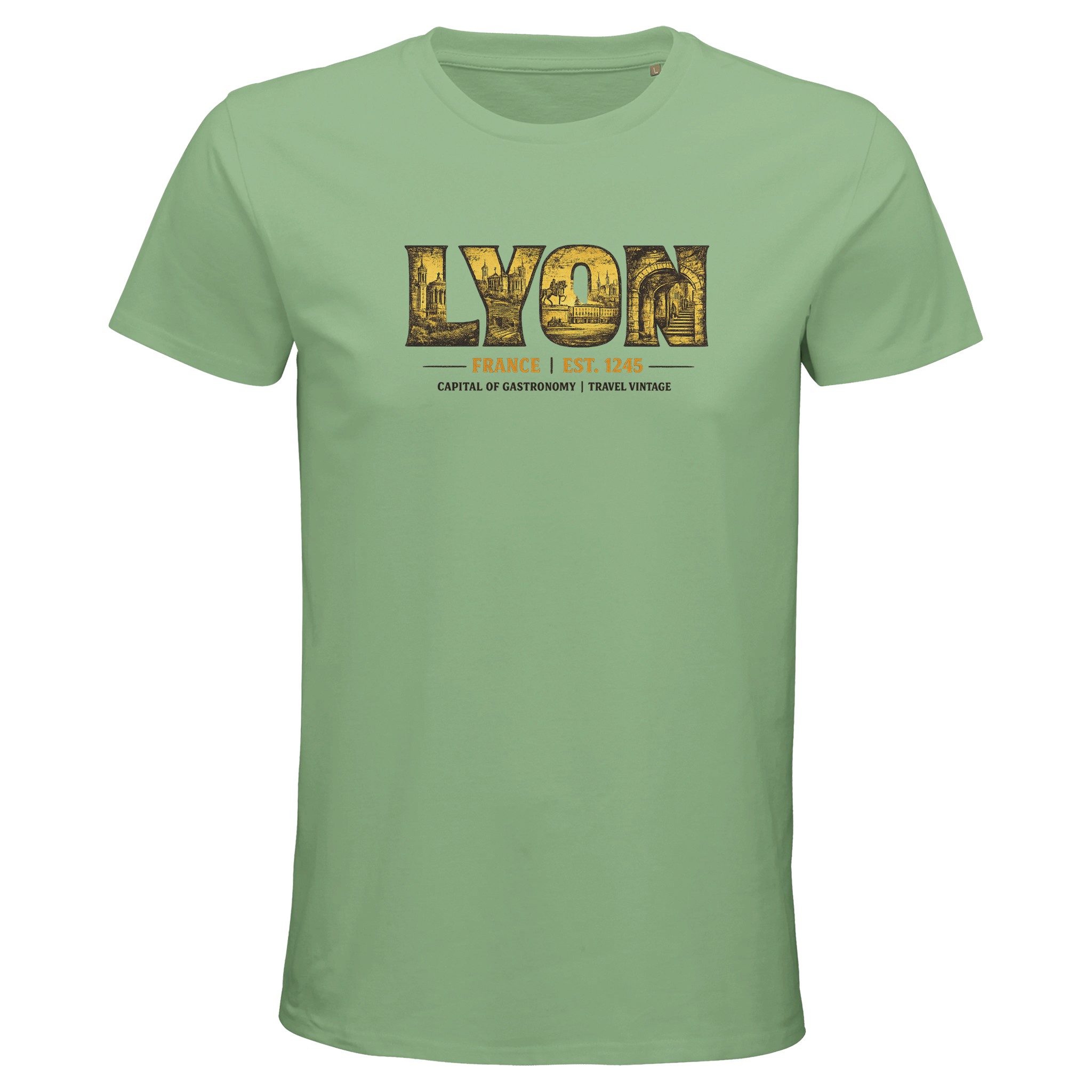 T-shirt Lyon homme bio ajusté ville et gastronomie T-shirt Lyon homme bio ajusté ville et gastronomie