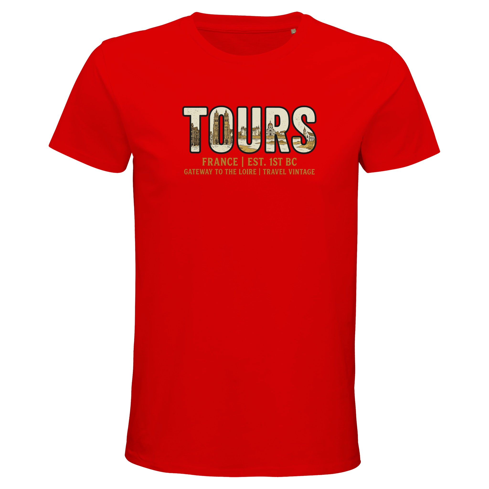 T-shirt Tours homme bio ajusté ville Loire T-shirt Tours homme bio ajusté ville Loire