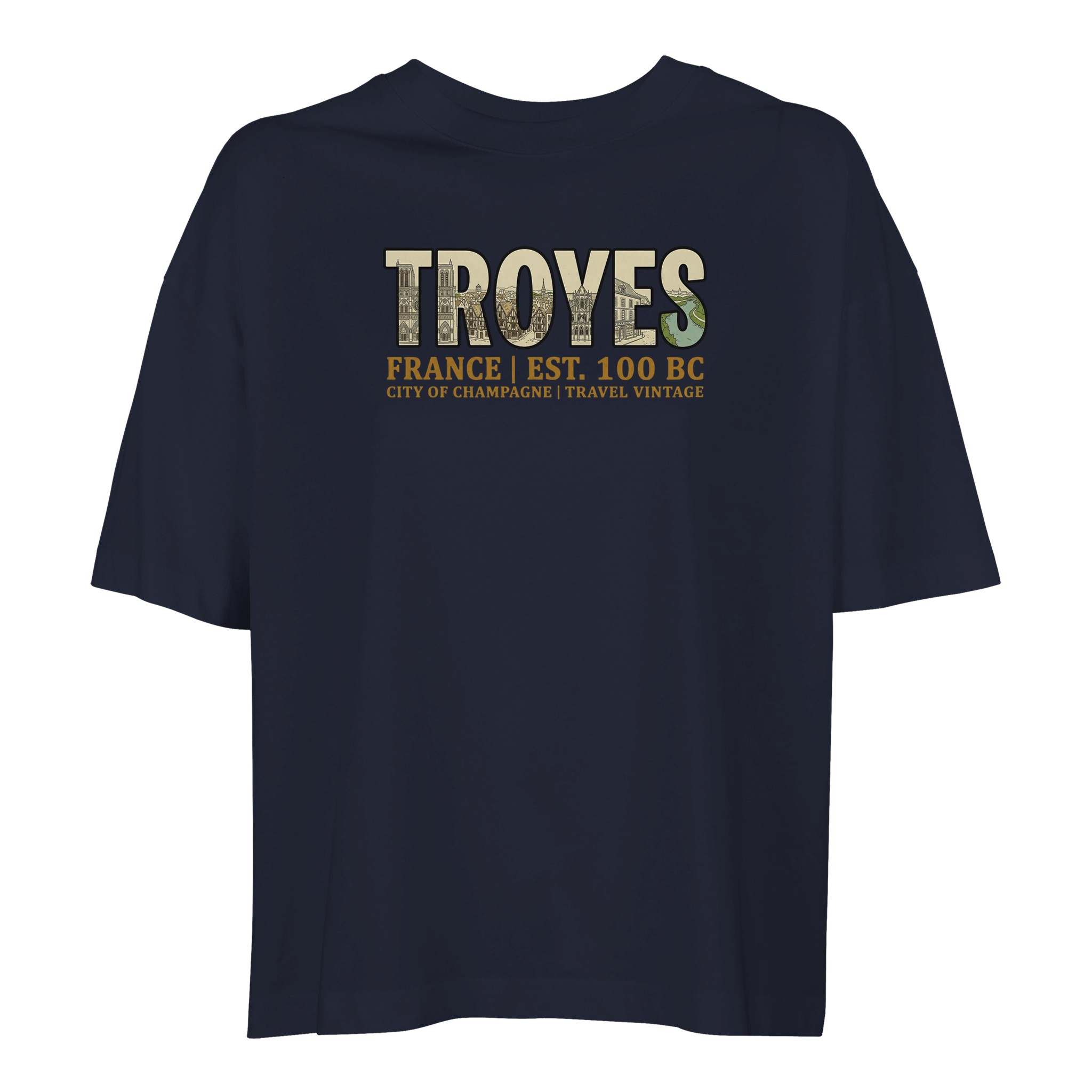 T-shirt Troyes femme ample coton bio ville française T-shirt Troyes femme ample coton bio ville française