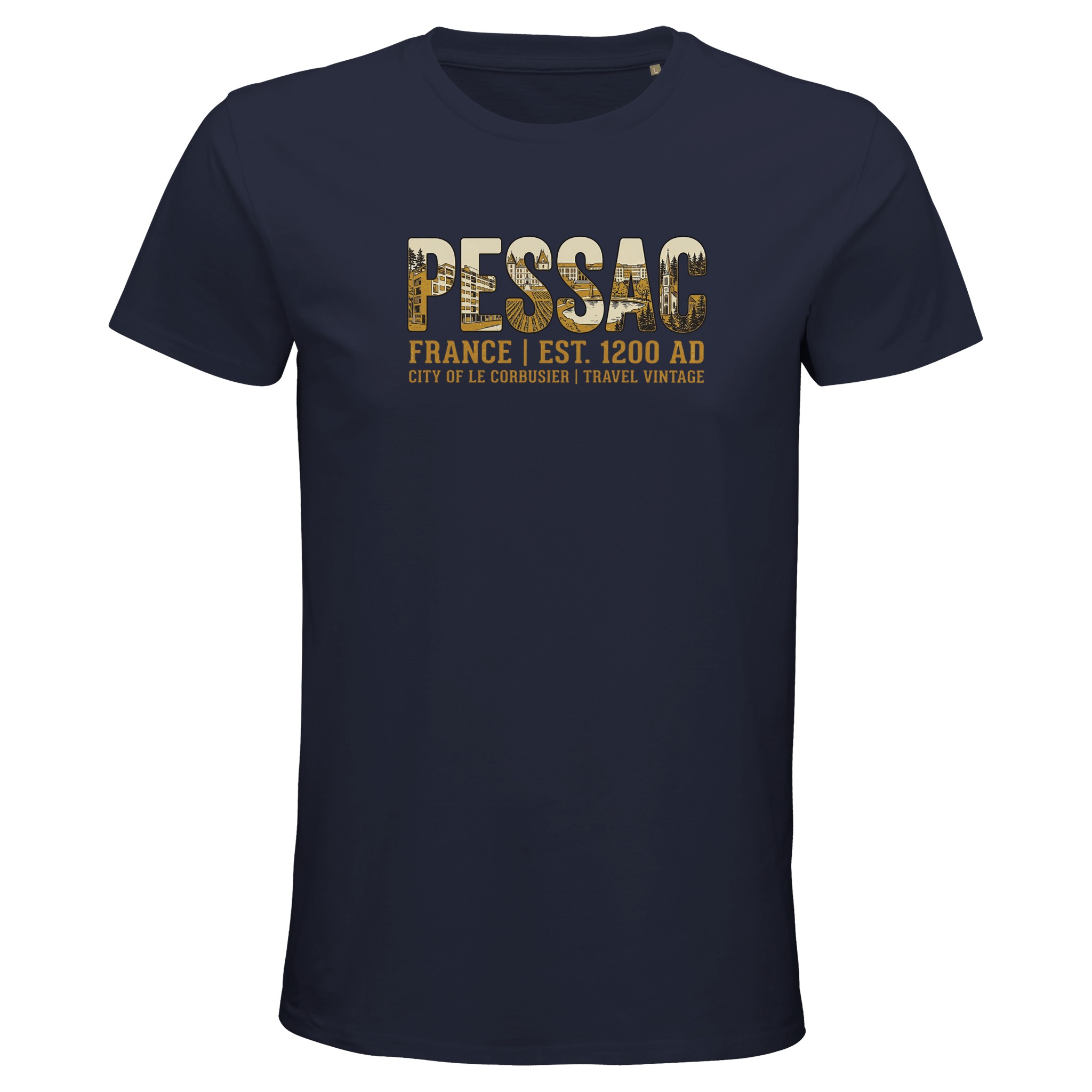 T-shirt Pessac homme bio ajusté ville française T-shirt Pessac homme bio ajusté ville française