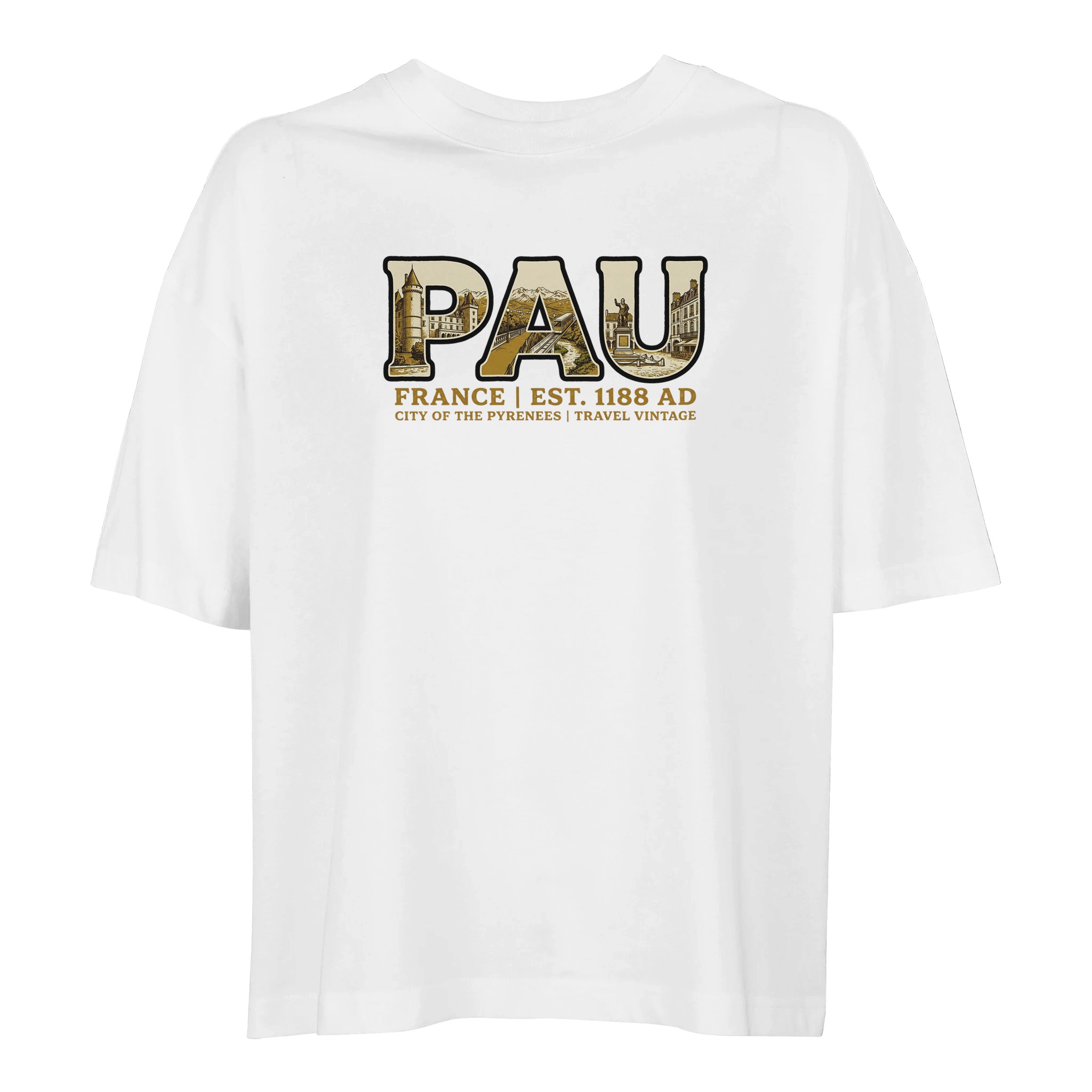 T-shirt Pau femme ample coton bio ville vintage T-shirt Pau femme ample coton bio ville vintage