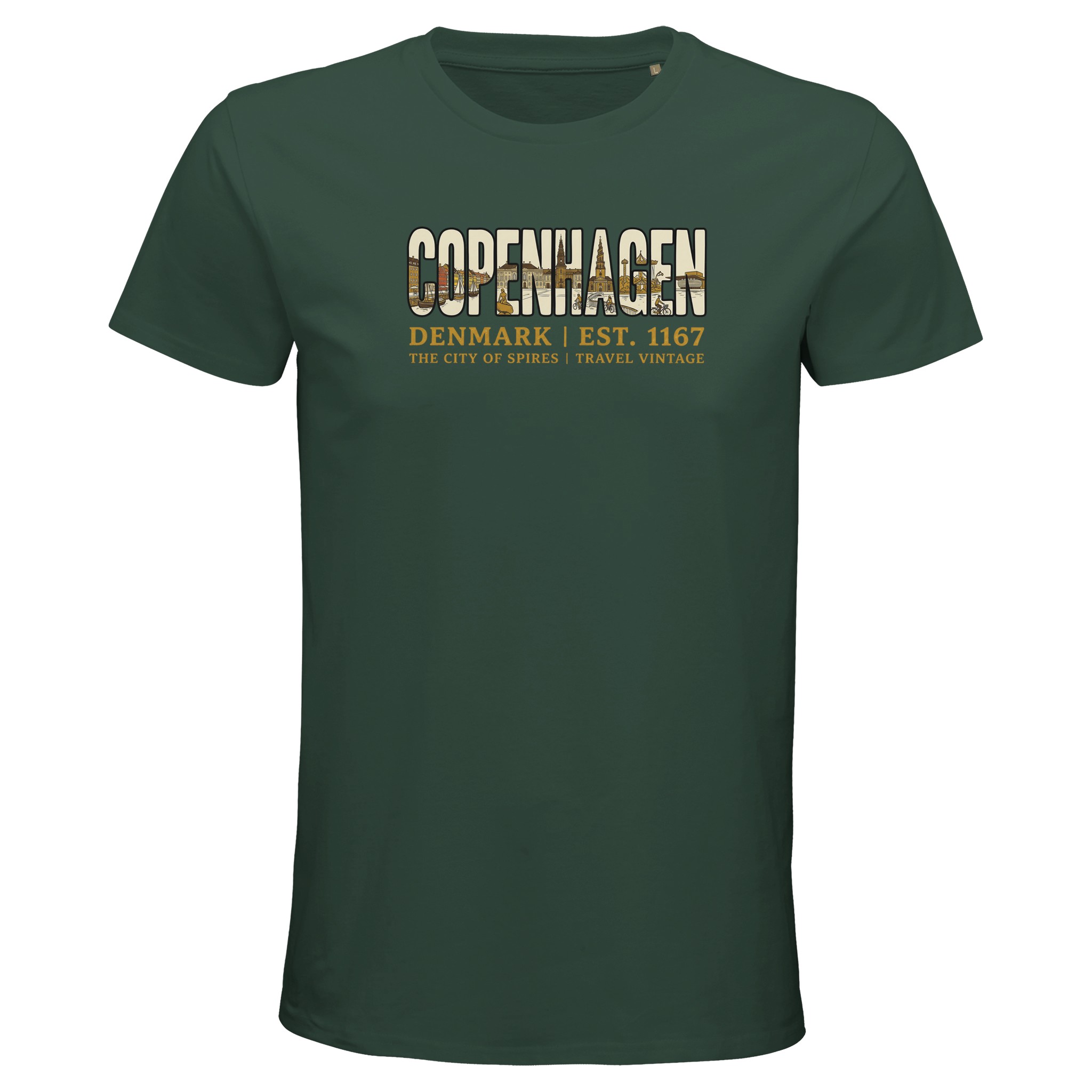 T-shirt Copenhague homme bio ajusté T-shirt Copenhague homme bio ajusté, coloris Vert bouteille