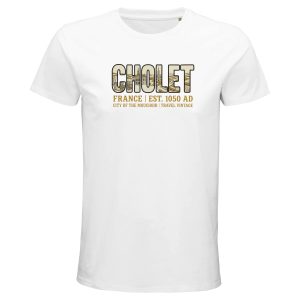 T-shirt Cholet homme bio ajusté ville vintage T-shirt Cholet homme bio ajusté ville vintage