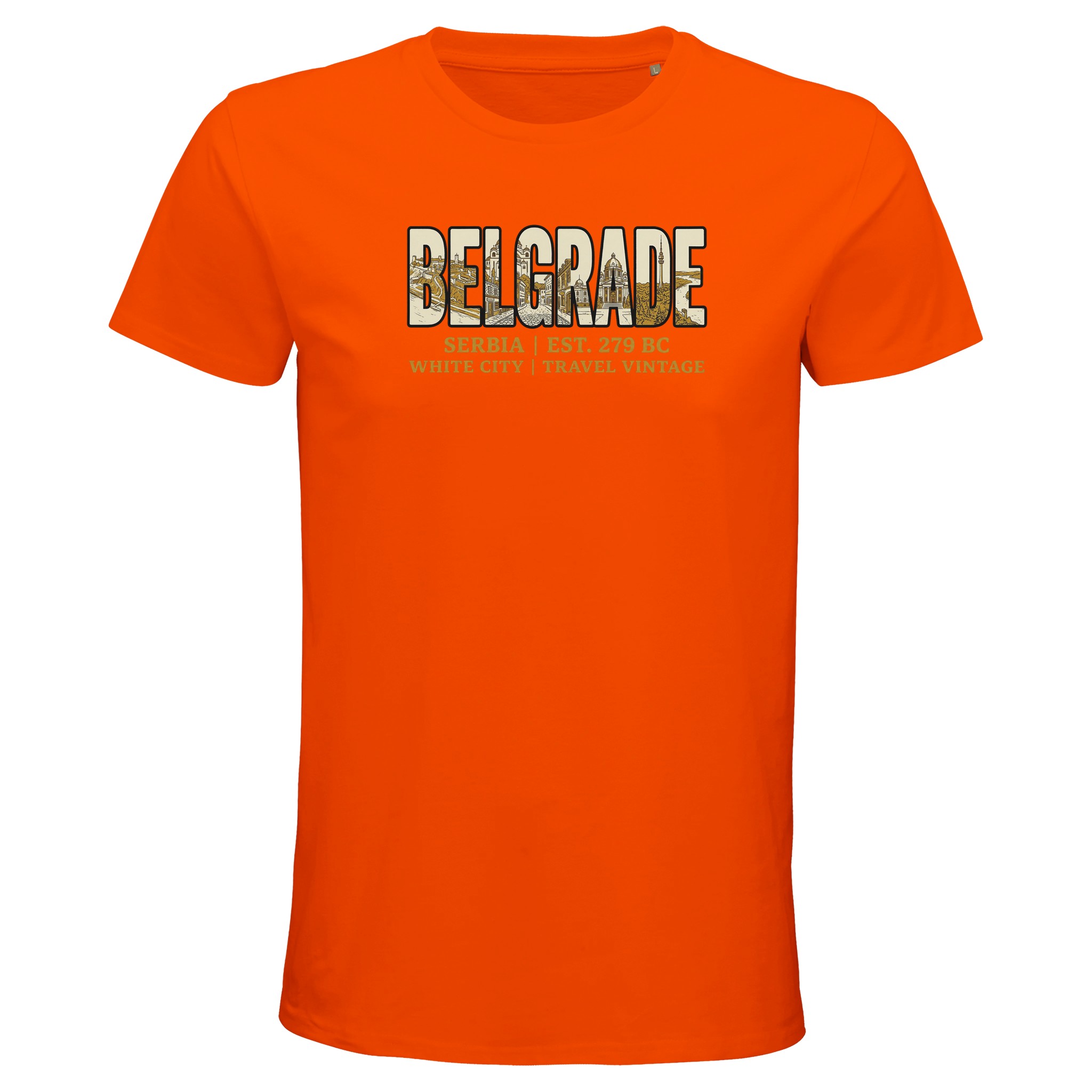 T-shirt Belgrade homme bio ajusté blanc T-shirt Belgrade homme bio ajusté blanc, coloris Orange
