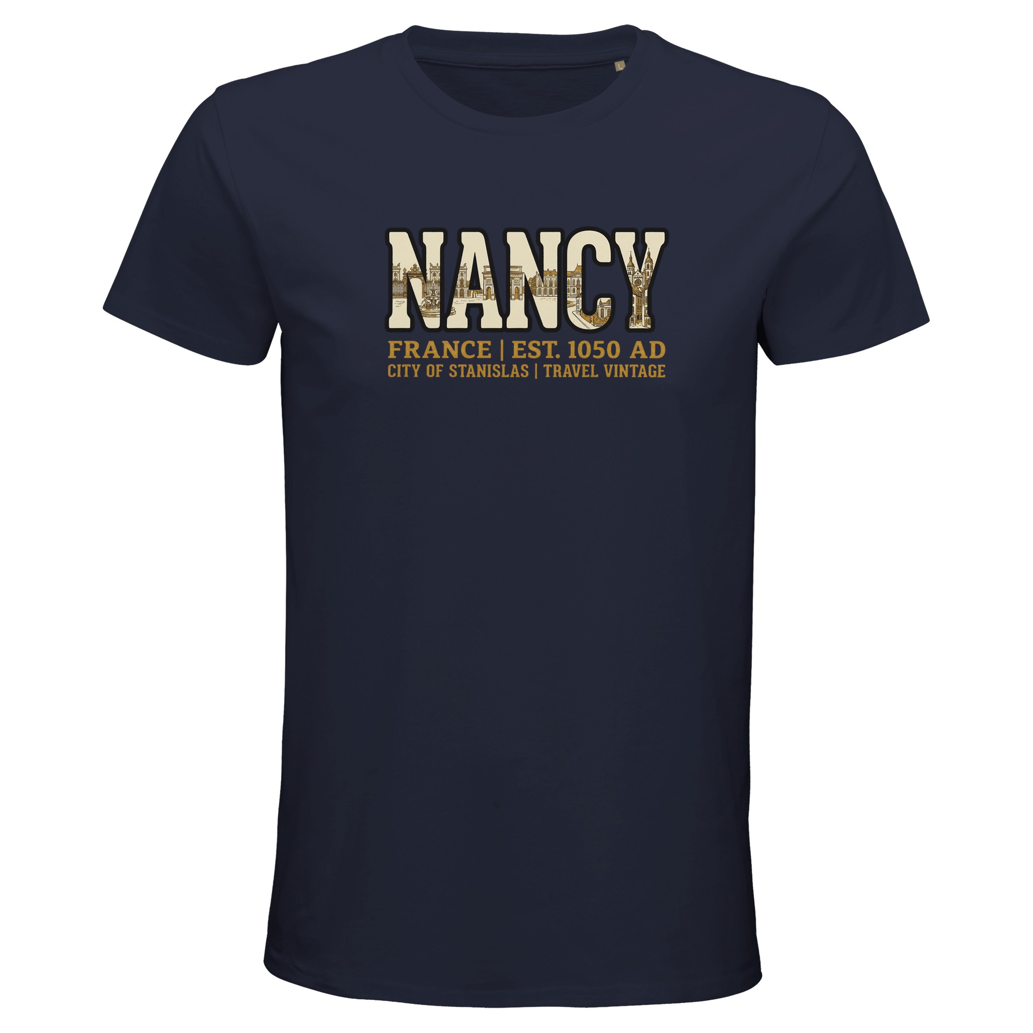 T-shirt Nancy homme bio ajusté ville française T-shirt Nancy homme bio ajusté ville française