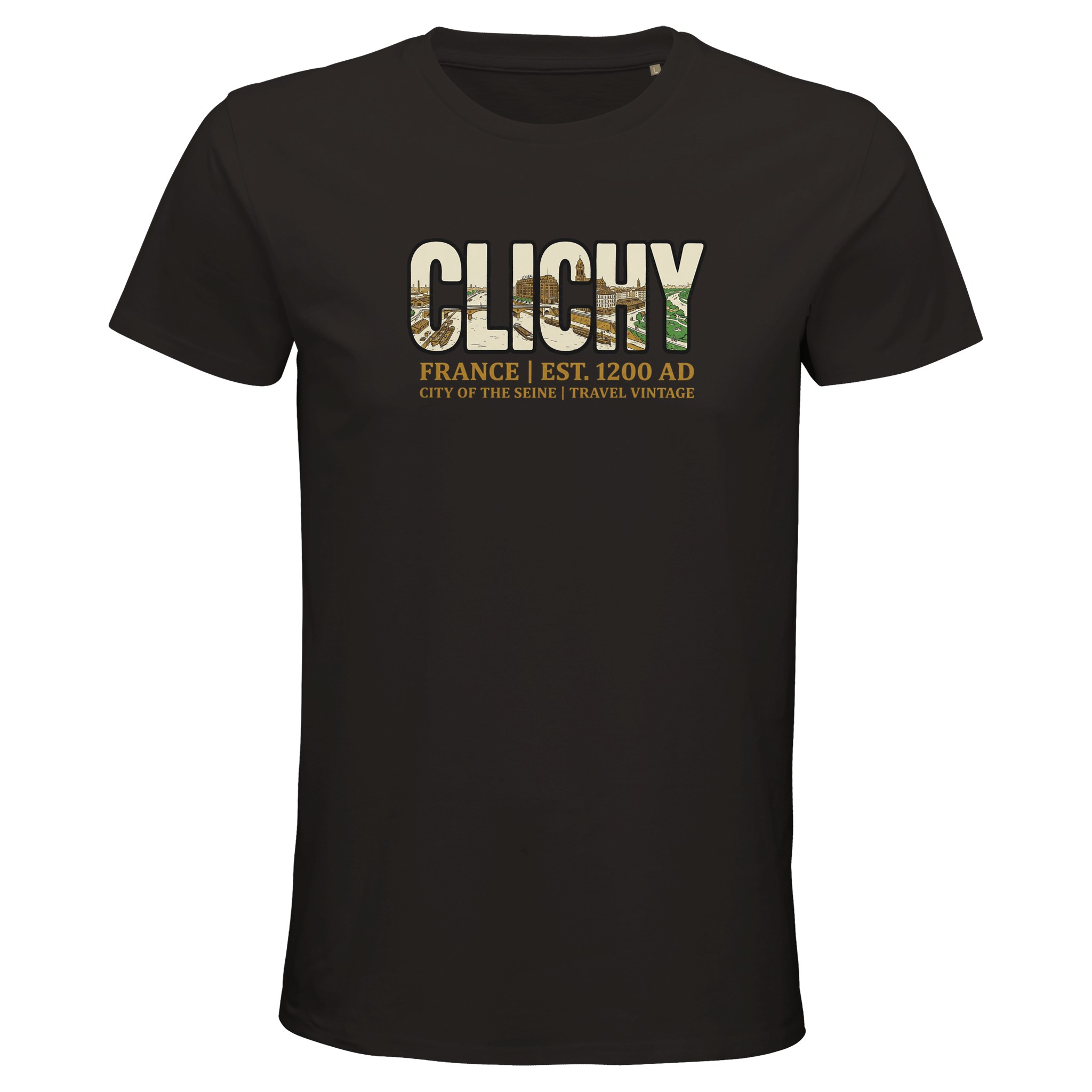 T-shirt Clichy homme bio ajusté ville vintage T-shirt Clichy homme bio ajusté ville vintage