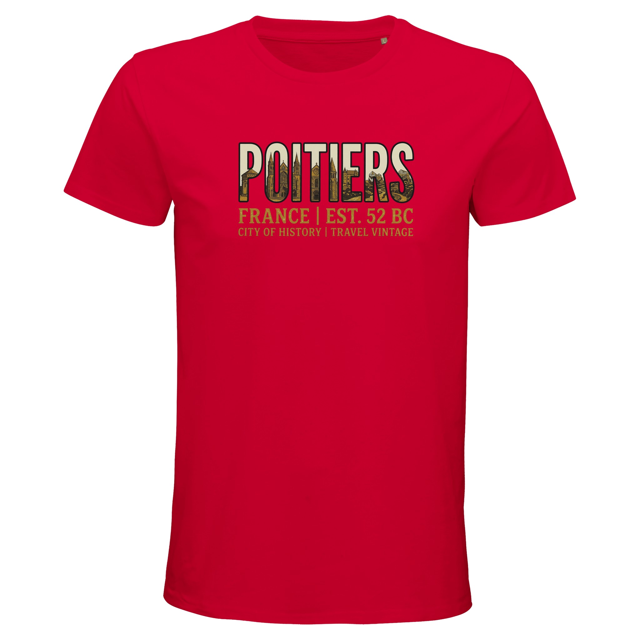 T-shirt Poitiers homme bio ajusté ville vintage T-shirt Poitiers homme bio ajusté ville vintage