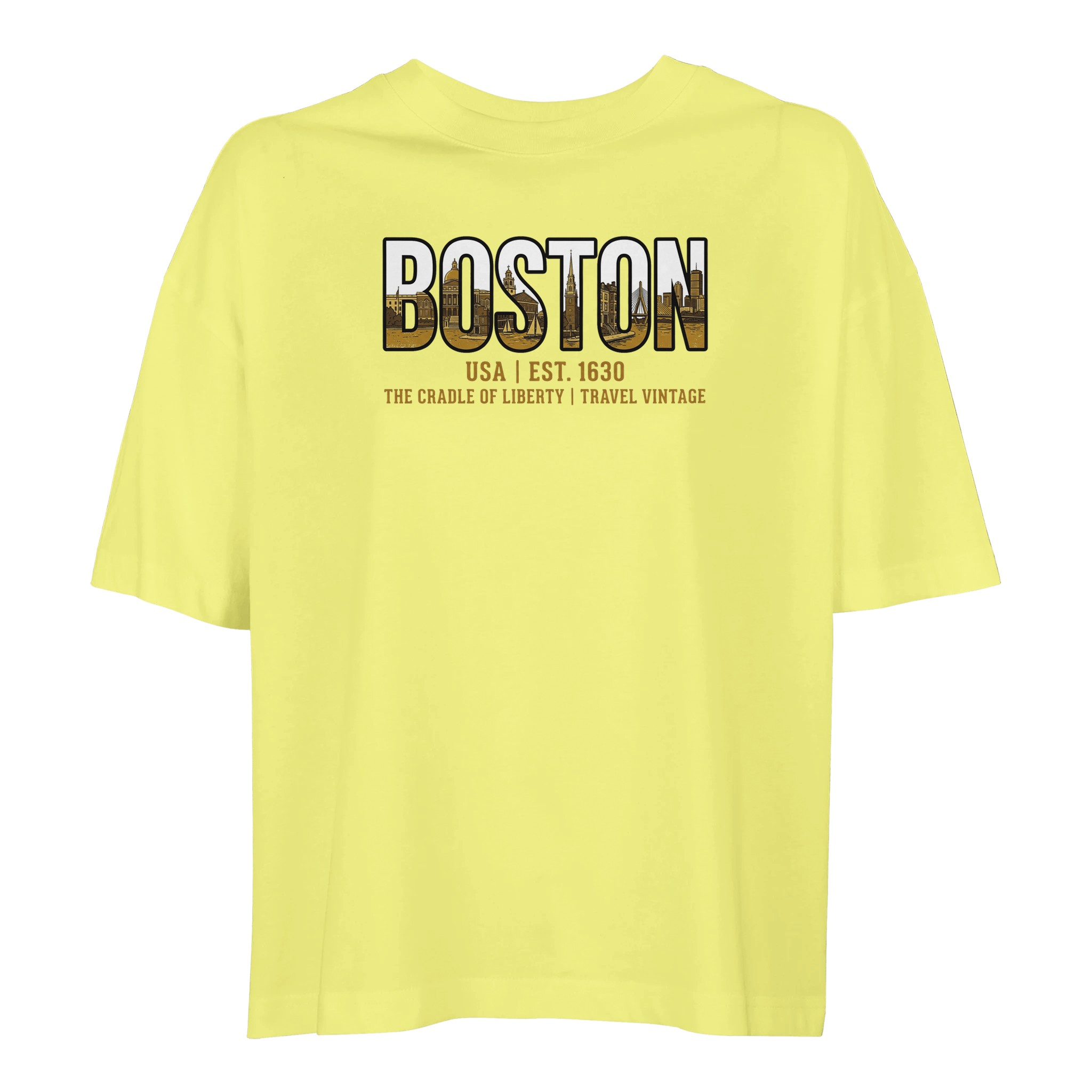 T-shirt Boston femme ample coton en conversion bio T-shirt Boston femme ample coton en conversion bio, coloris Jaune clair