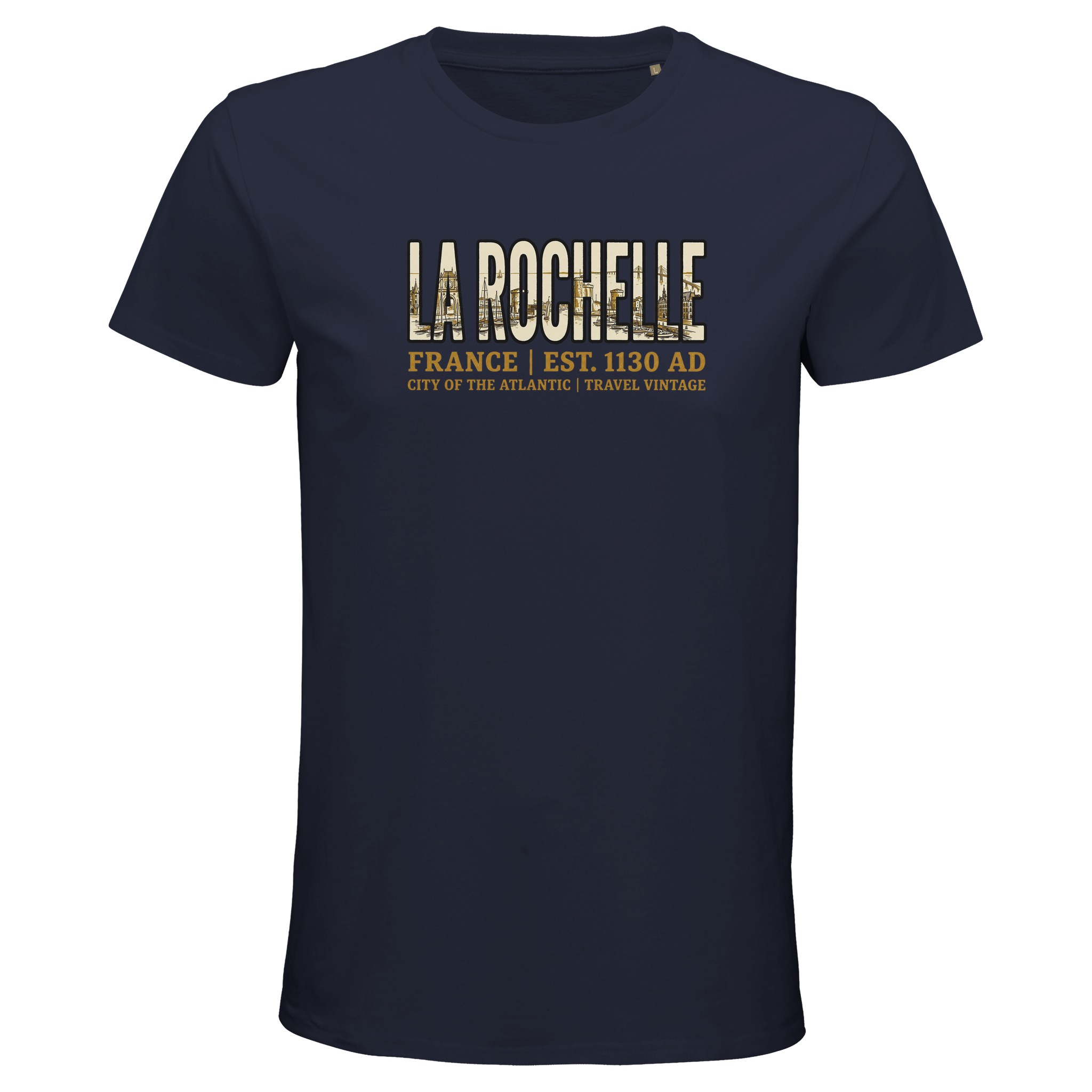 T-shirt La Rochelle homme bio ajusté ville Atlantique T-shirt La Rochelle homme bio ajusté ville Atlantique