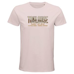 T-shirt Toulouse homme bio ajusté ville rose T-shirt Toulouse homme bio ajusté ville rose