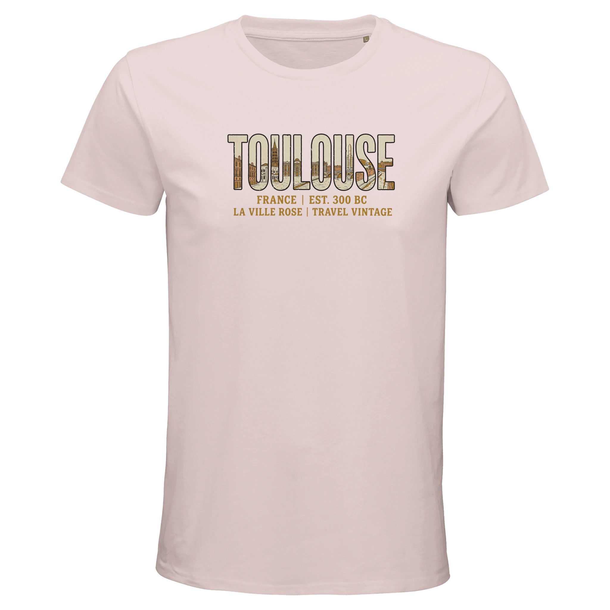 T-shirt Toulouse homme bio ajusté ville rose T-shirt Toulouse homme bio ajusté ville rose