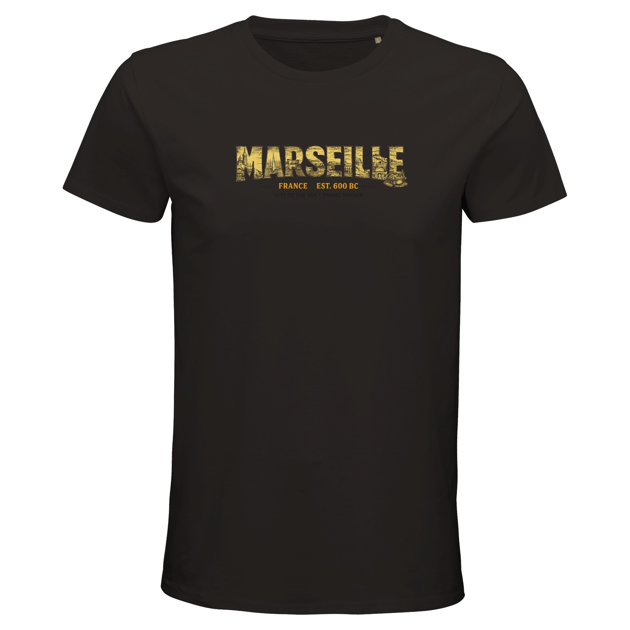 T-shirt Marseille homme bio ajusté ville emblématique T-shirt Marseille homme bio ajusté ville emblématique