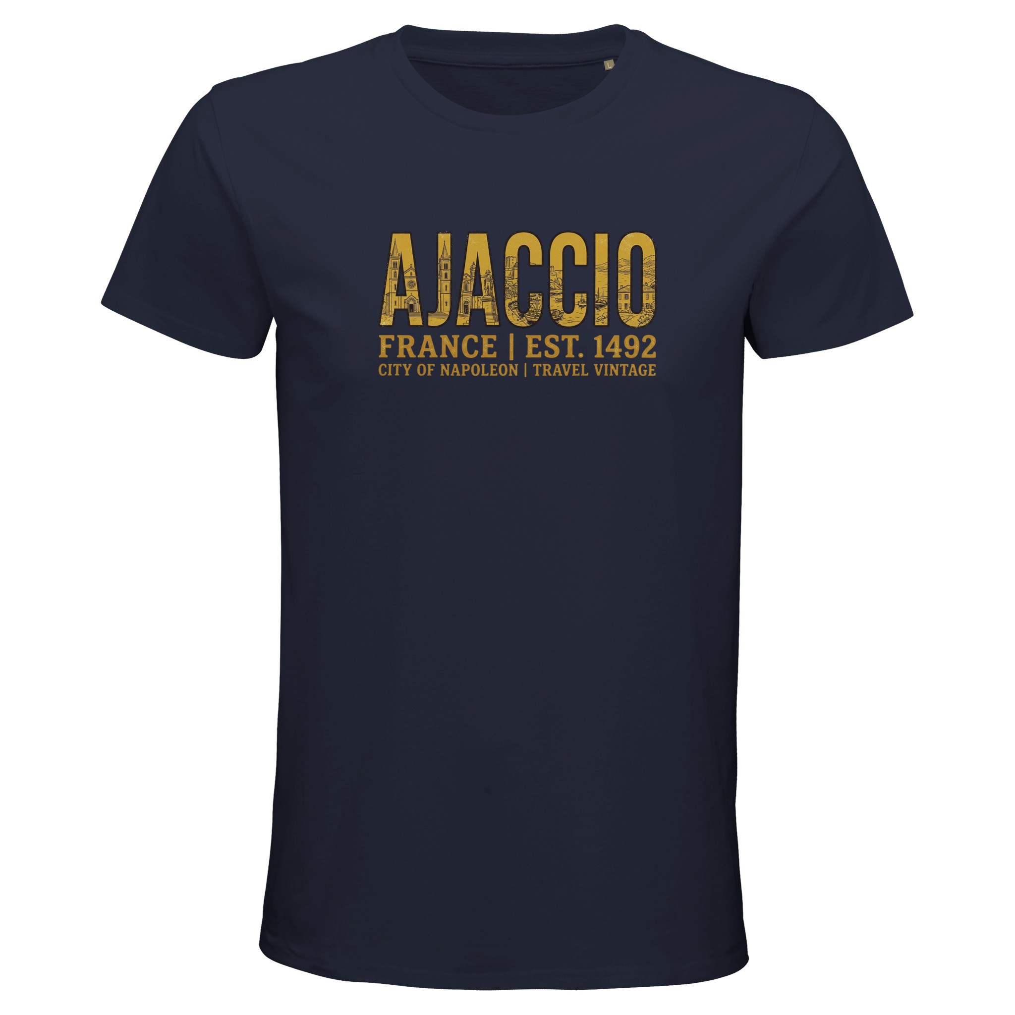 T-shirt Ajaccio homme bio ajusté ville Corse T-shirt Ajaccio homme bio ajusté ville Corse
