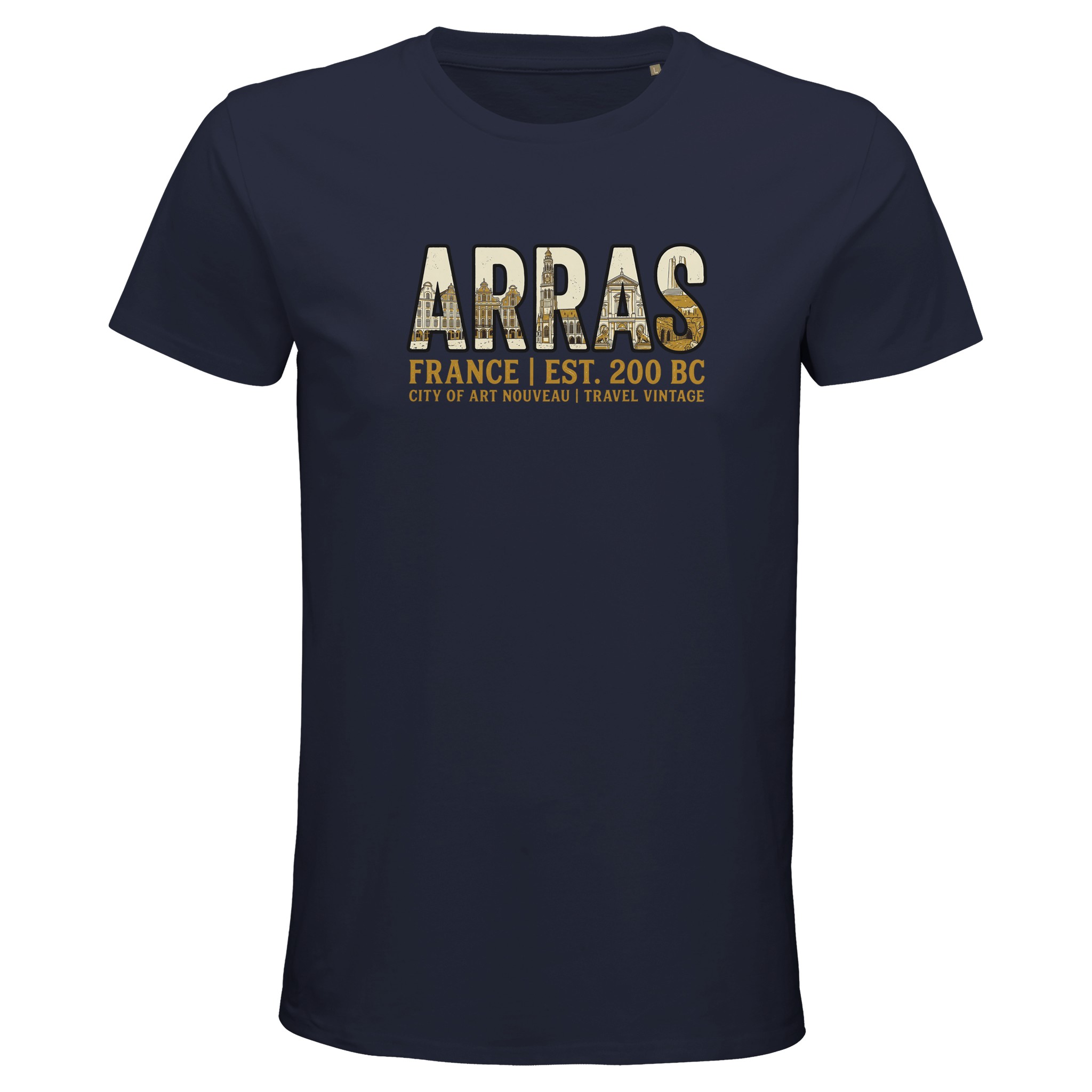 T-shirt Arras homme bio ajusté ville vintage T-shirt Arras homme bio ajusté ville vintage