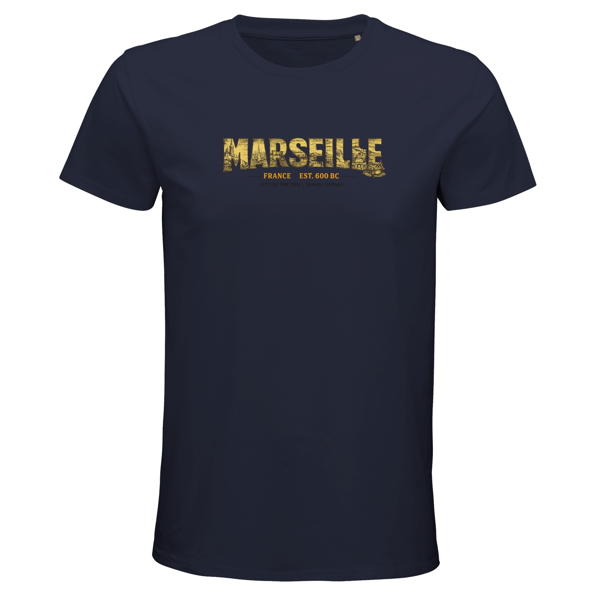 T-shirt Marseille homme bio ajusté ville emblématique T-shirt Marseille homme bio ajusté ville emblématique